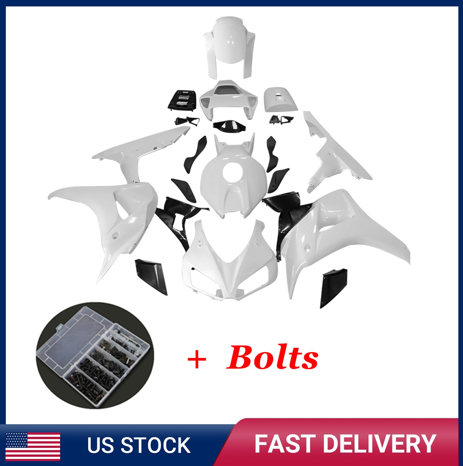 Fairings Kit +Bolts For Honda CBR1000RR 2006-07 Unpainted ABS Injection Bodywork