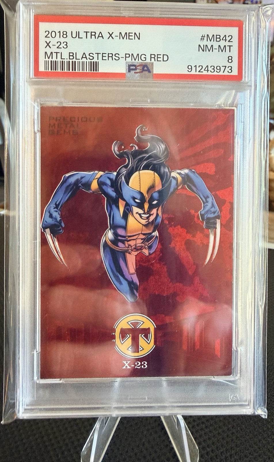Fleer 2018 Fleer Ultra X-Men X-23 MB42 Metal Blasters PMG Red PSA 8 50/99