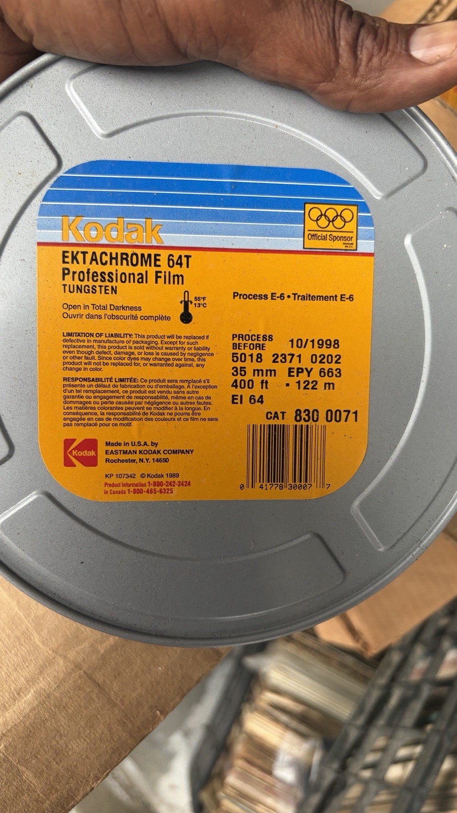 Kodak Ektachrome 64T tungsten 400ft 35mm