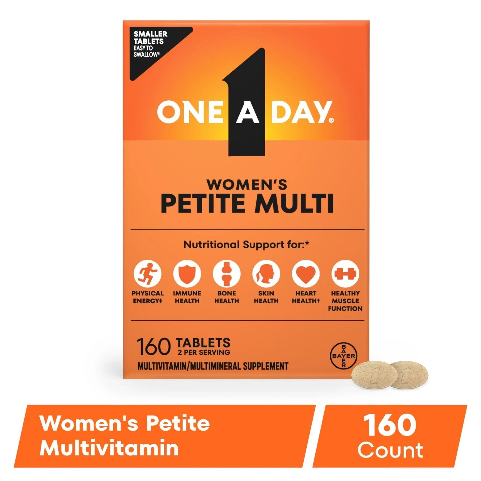 One A Day Women\'s Petites Tablets, Multivitamins for Women, 160 Ct