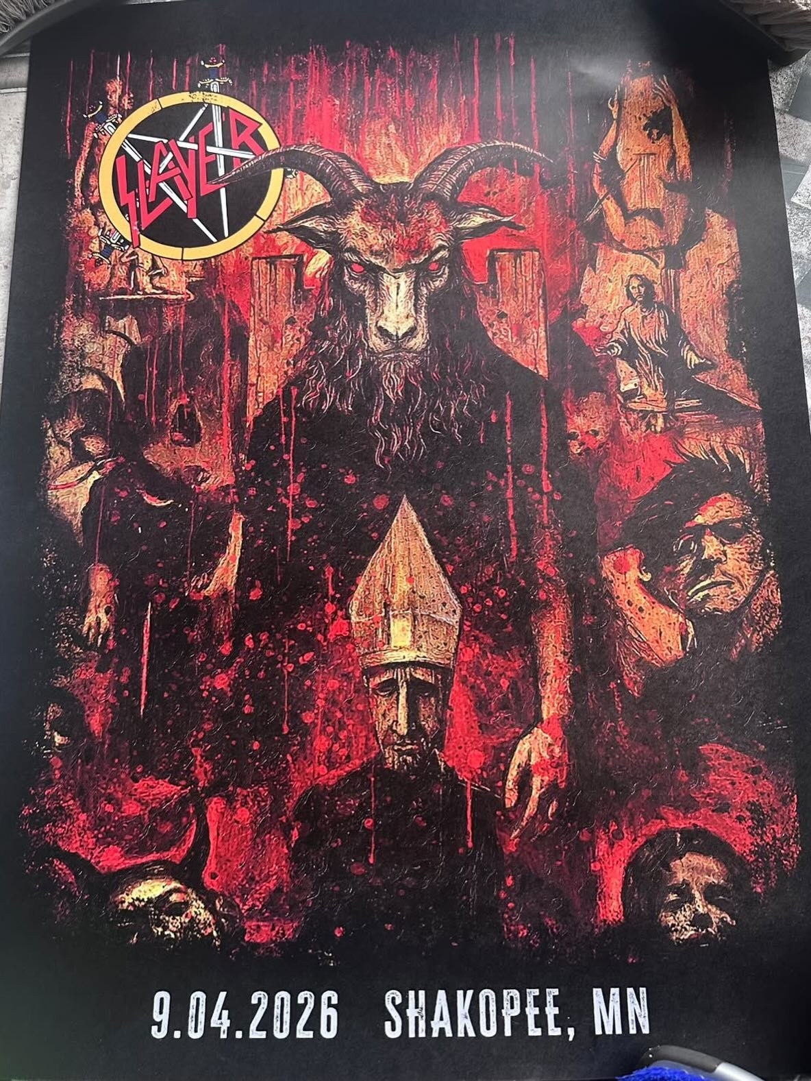 Slayer Shakopee MN 2026 Merch reprint Poster Reign In Blood 40 Anniversary