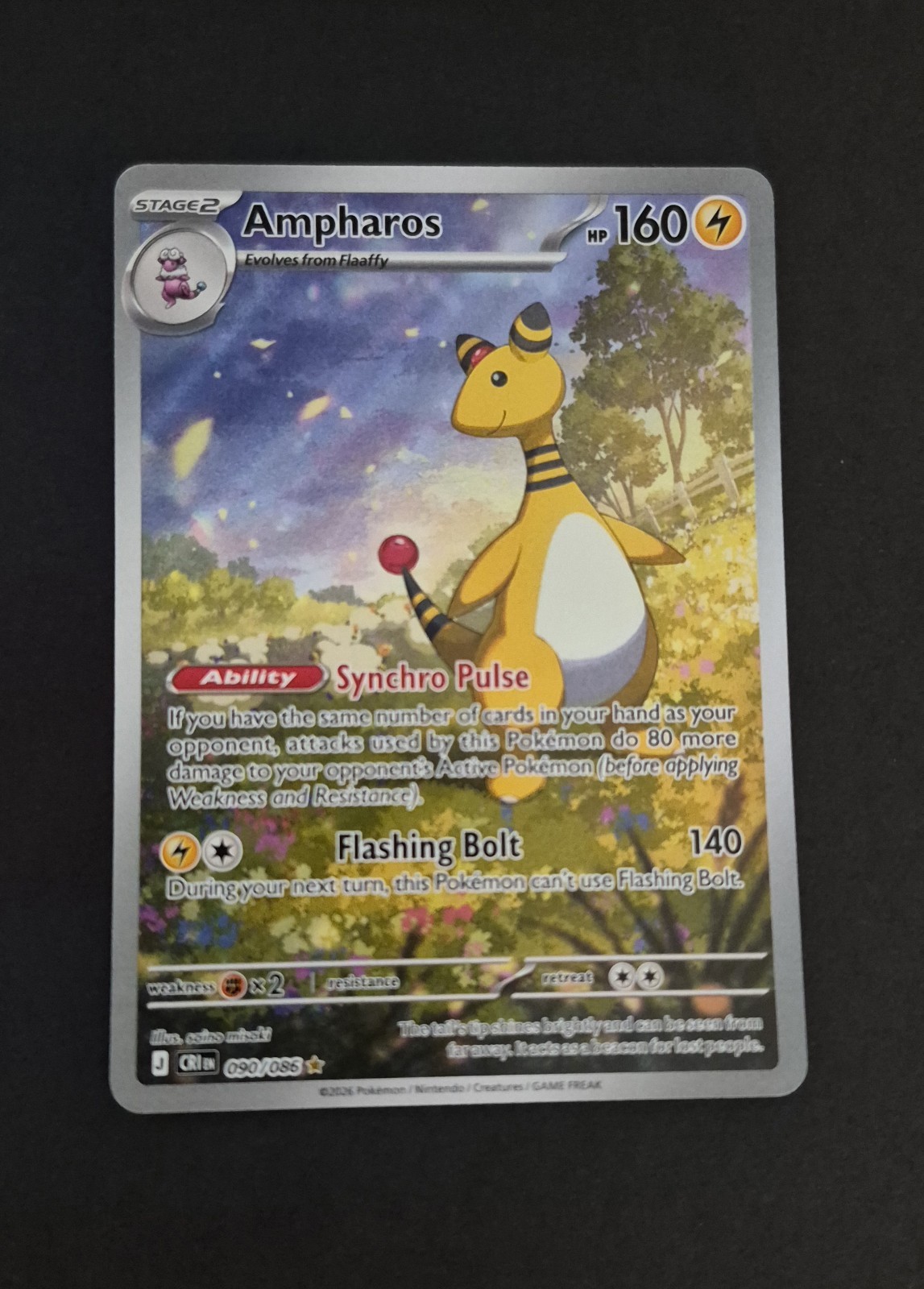 Ampharos 090/086 Holo Illustration Rare Chaos Rising Pokemon # Q 