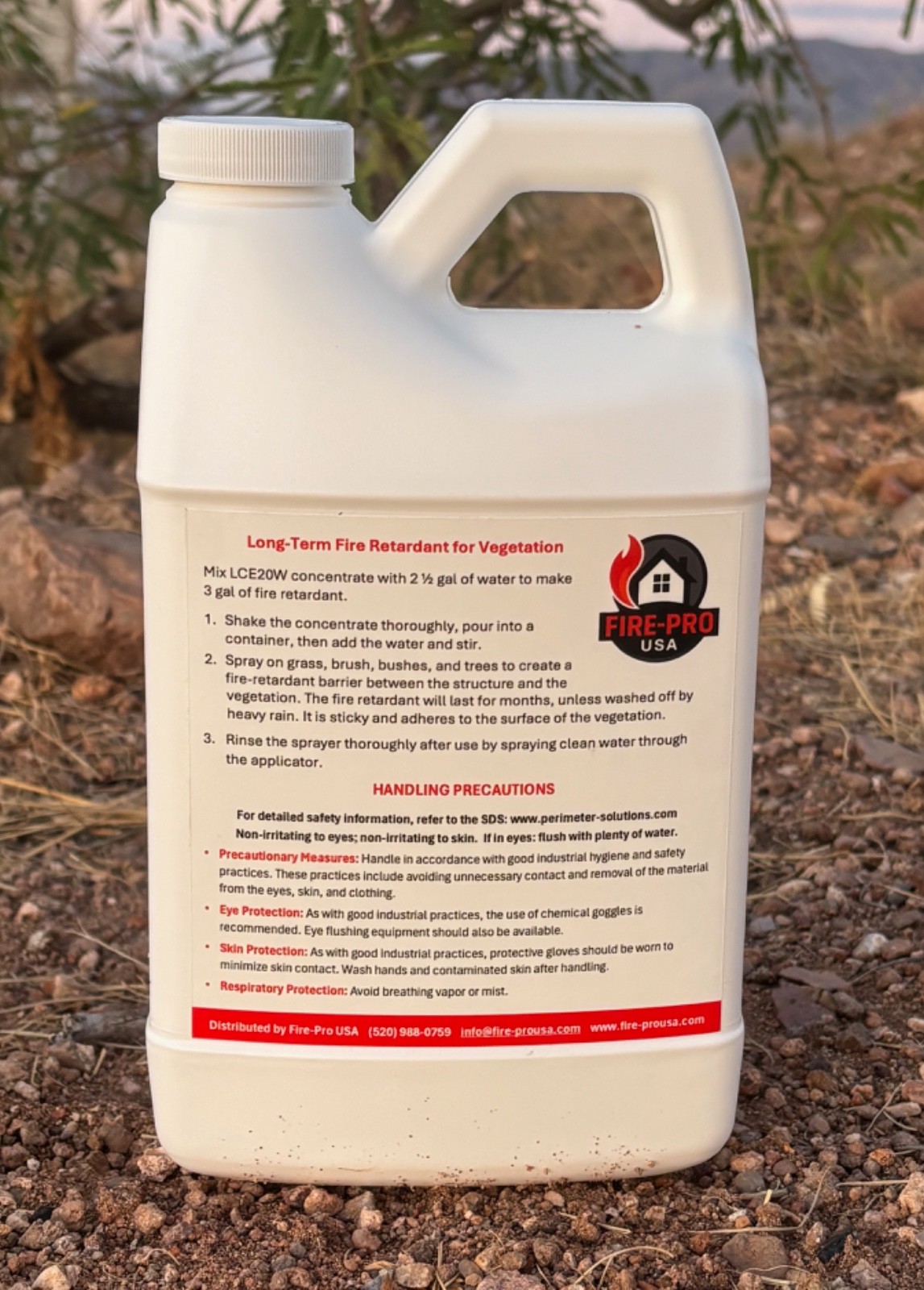 Phos-Chek Fire Retardant (1/2-gallon jug makes 3-gallons) for wildfire defense.