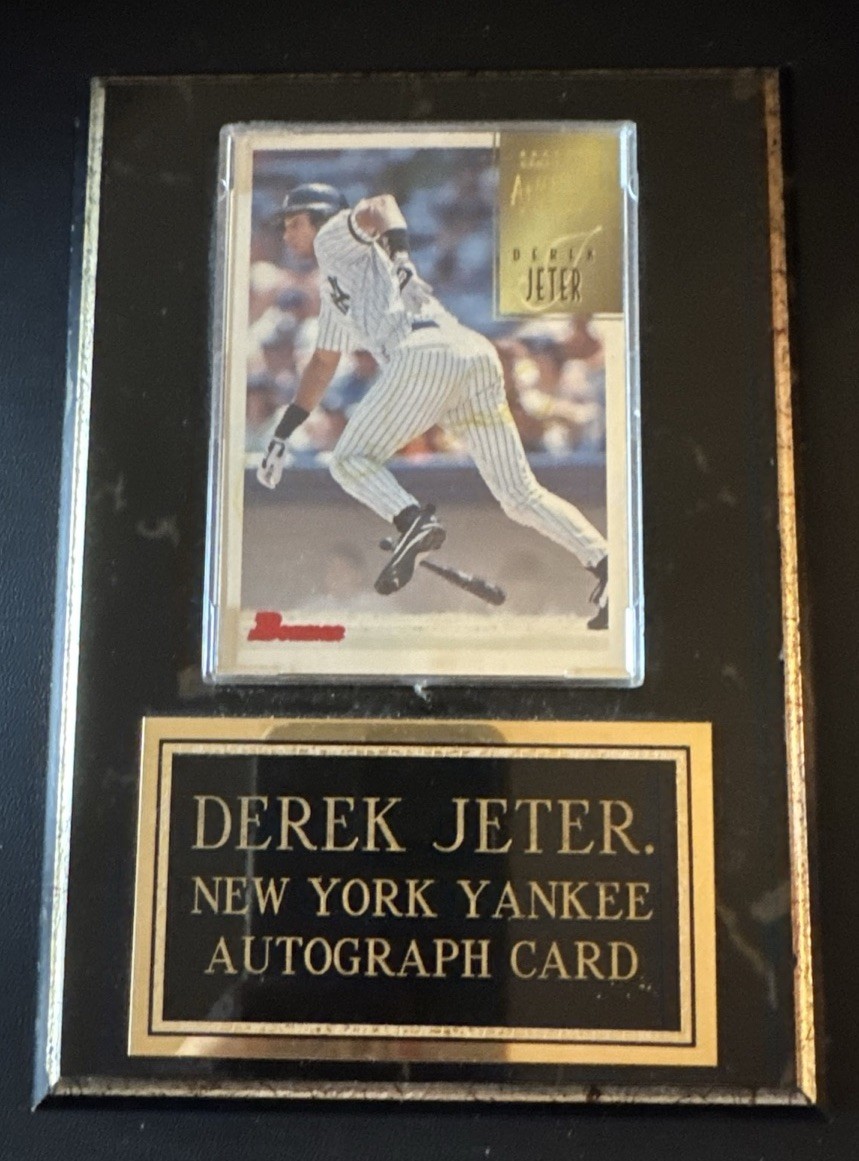 1997 Bowman Derek Jeter Certified Autographed Baseball Card #CA-41 Plaque