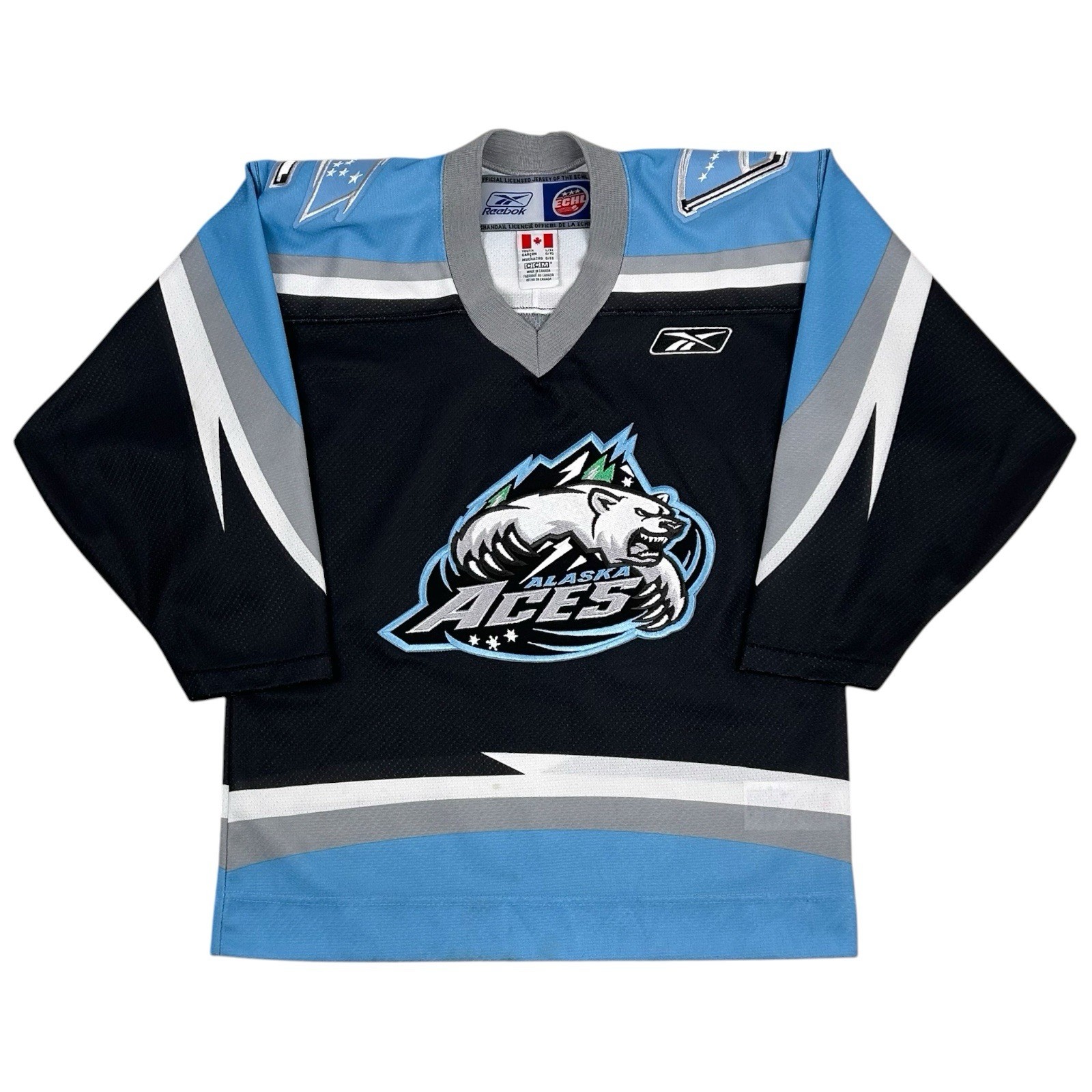 Vintage Alaska Aces Hockey Jersey CCM Reebok ECHL Youth L/XL Air Knit 90s Rare