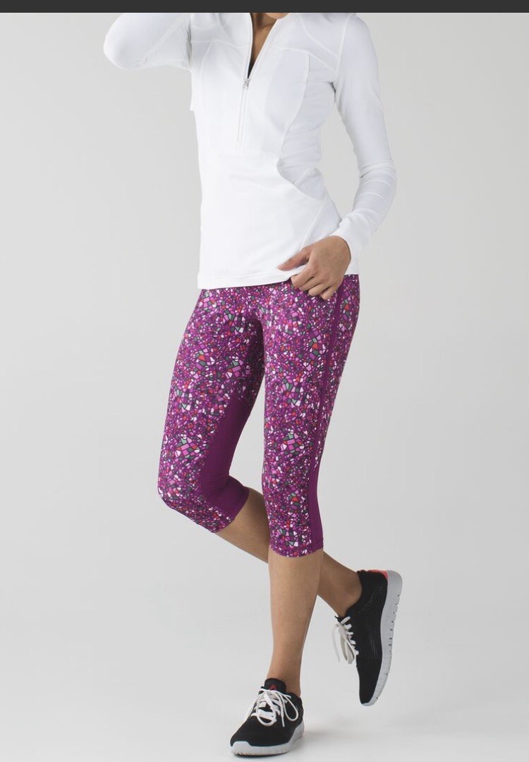 Lululemon Real Quick Crop Paradise Camo Multi Regal Plum, Size 4