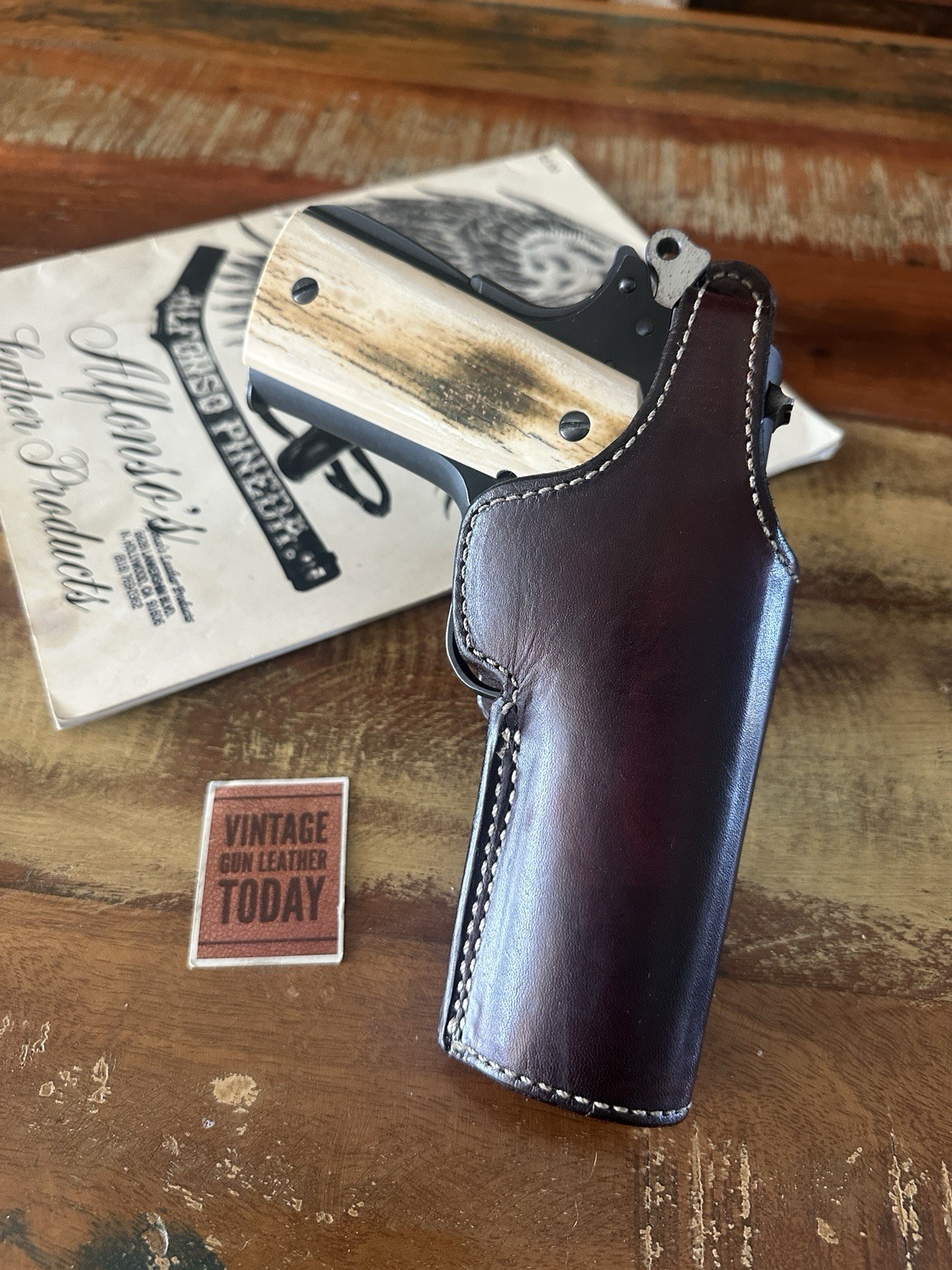 Vintage Alfonsos Brown Lined Holster For Colt Commander 45 1911 Threepersons