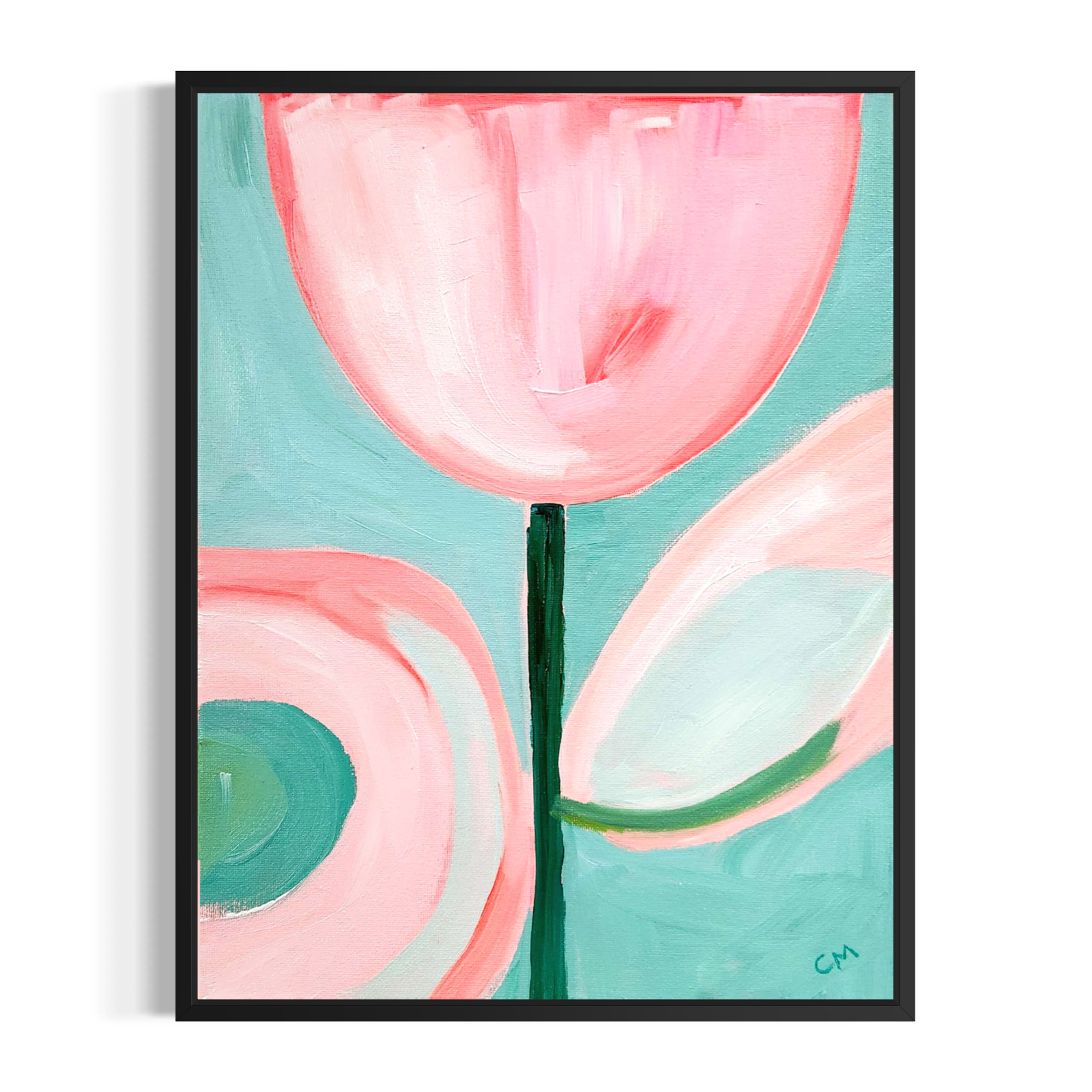 Original Abstract Botanical 11x14 Signed Acrylic Canvas Pink Home Decor