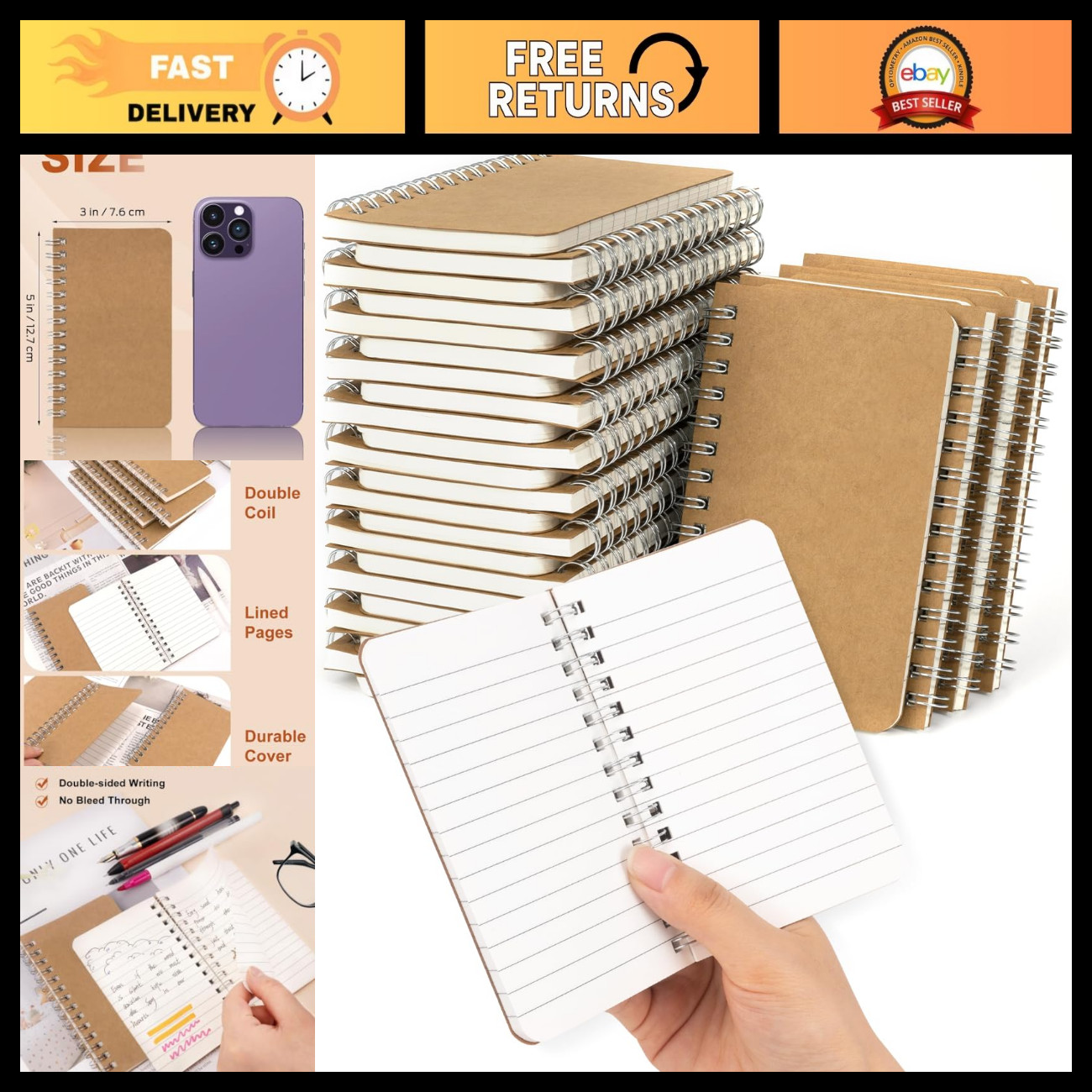 Mini Pocket Notebooks 3x5 Bulk - Small Notebooks for School, Office, 30 Pack