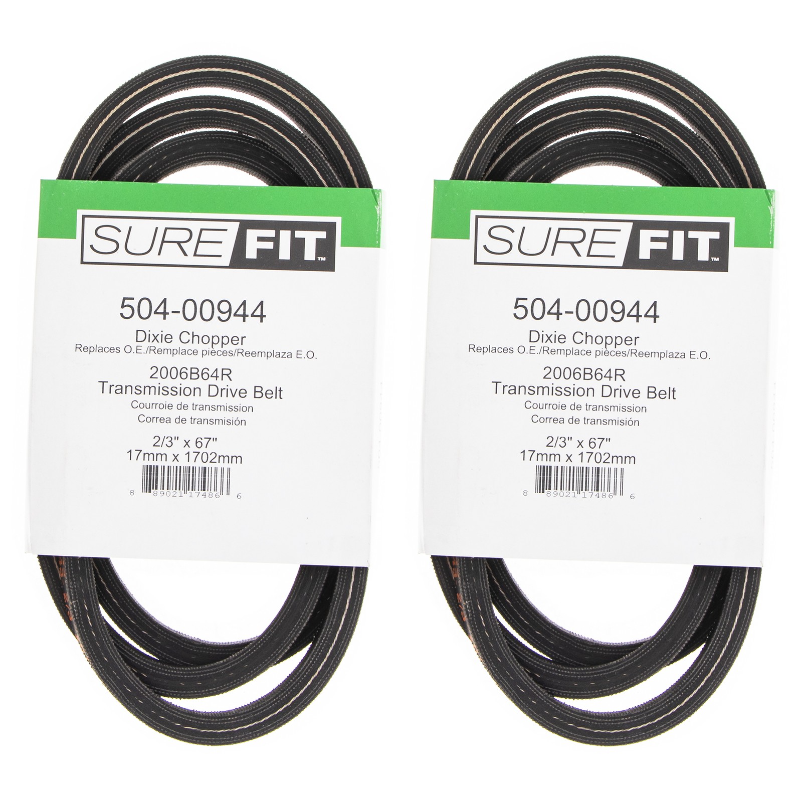 SureFit Engine Drive Transmission Belt 2006B64R Dixie Chopper Silver Eagle 2PK