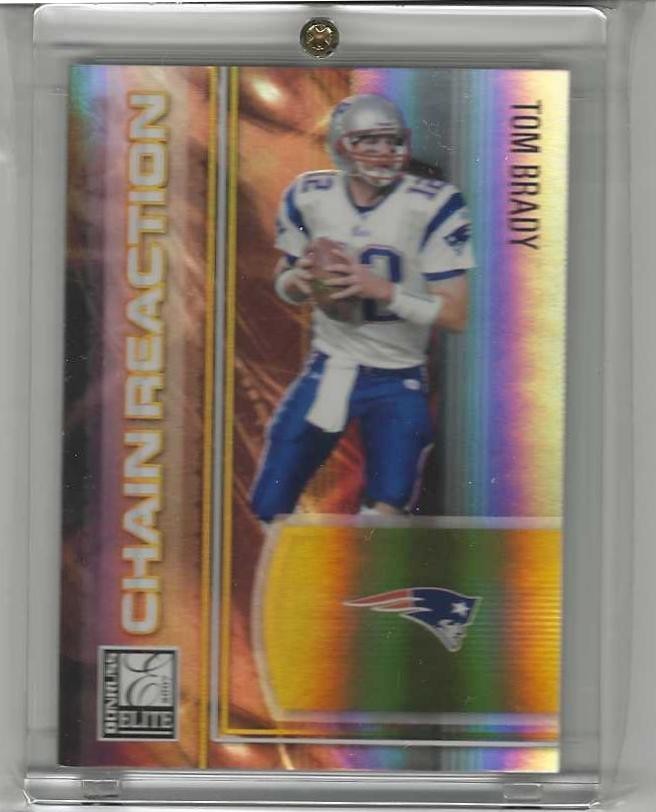2007 Donruss Elite Football Chain Reaction Gold Tom Brady #78/1000 Card #CR-23 2007 Donruss Elite Football Chain Reaction Gold Tom Brady #78/1000 Card #CR-23