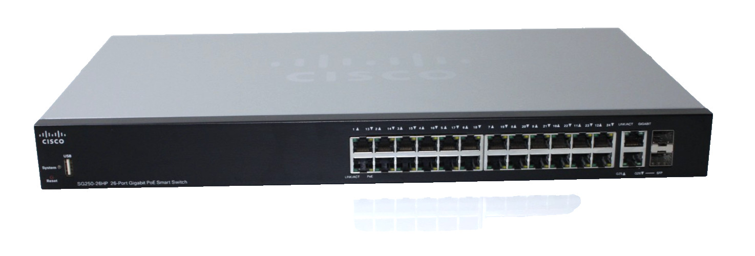 Cisco SG250-26HP-K9 V04 26-Port Gigabit PoE Smart Switch