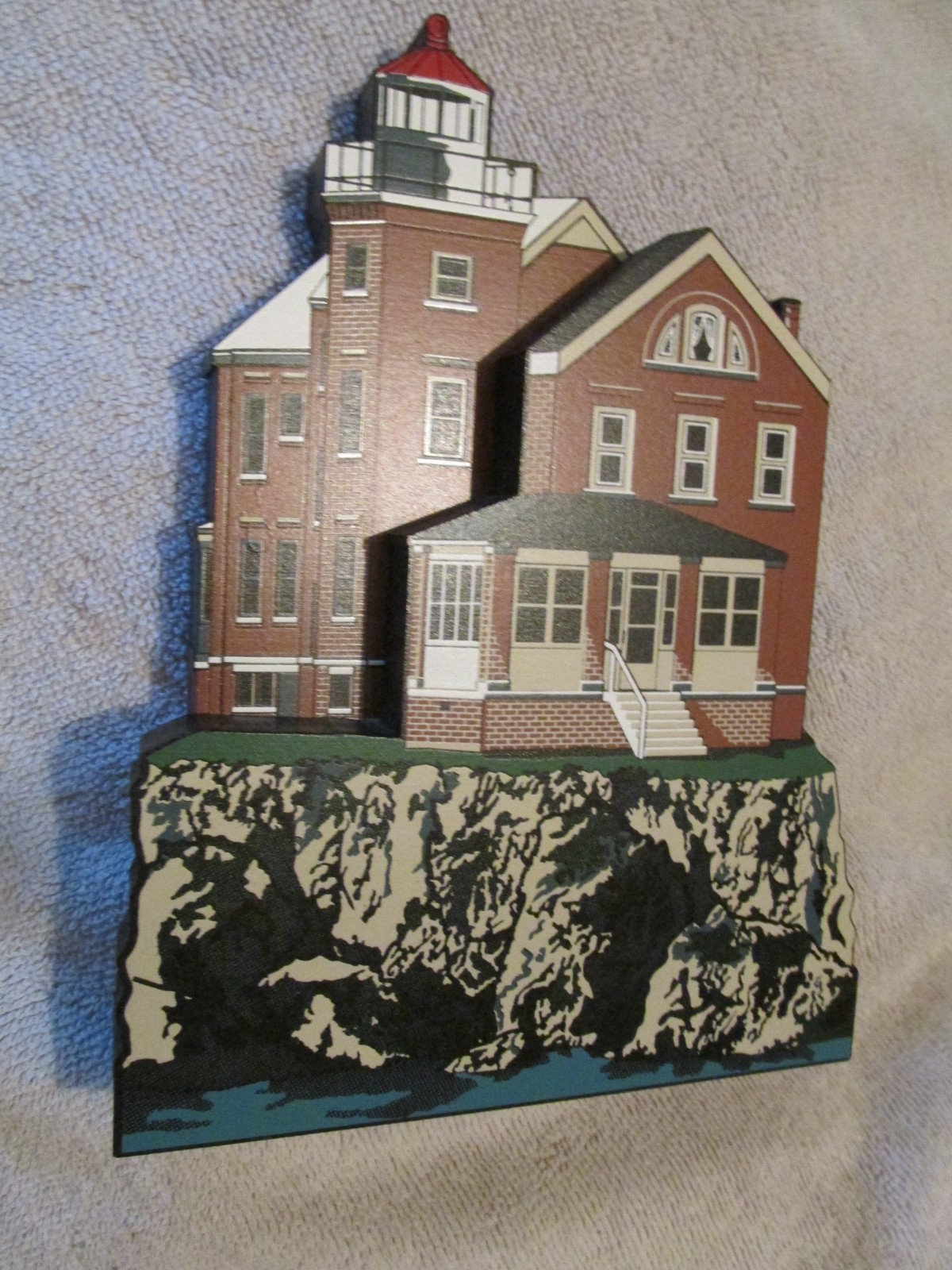 Vintage Shelia's Houses Put-In-Bay Ohio Bass Island Lighthouse Wood Shelf Sitter