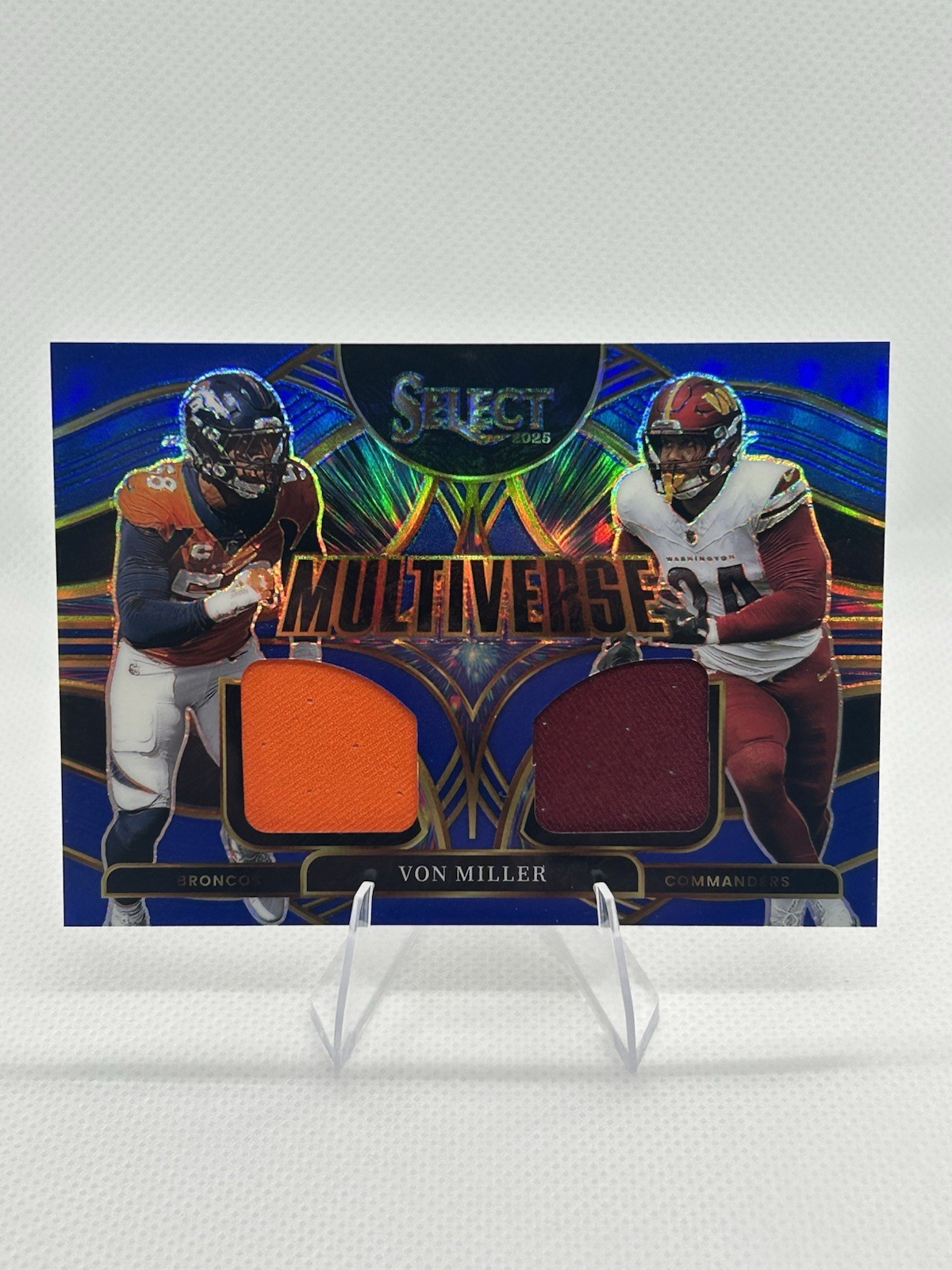 2025 Panini Select - Multiverse Von Miller #MVJ-VMR Blue Prizm (MEM) 2025 Panini Select - Multiverse Von Miller #MVJ-VMR Blue Prizm (MEM)