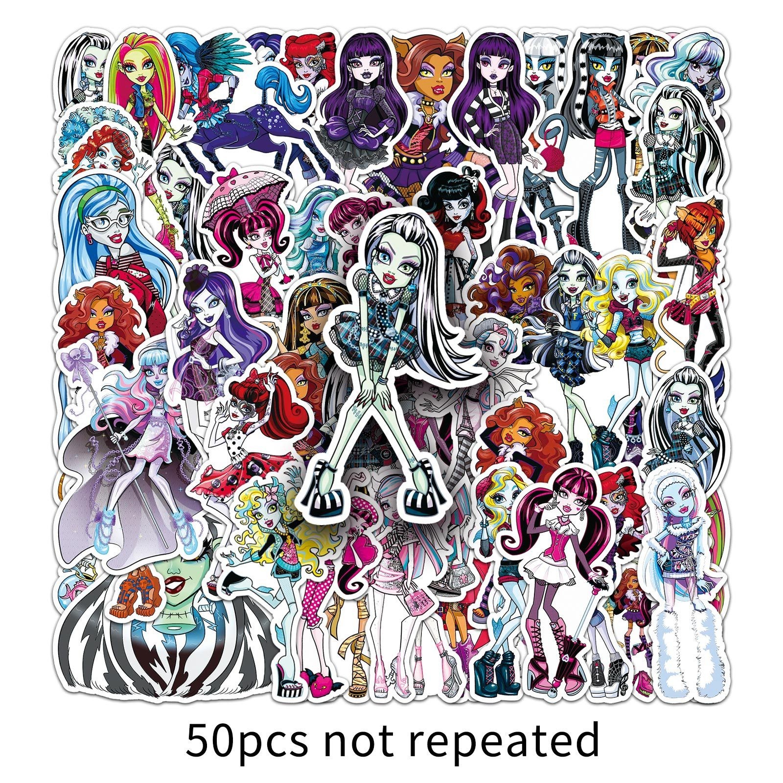 Mix 10/50 PCs Monster High Cartoon Luggage Notebook Gift Sticker-No Duplicate