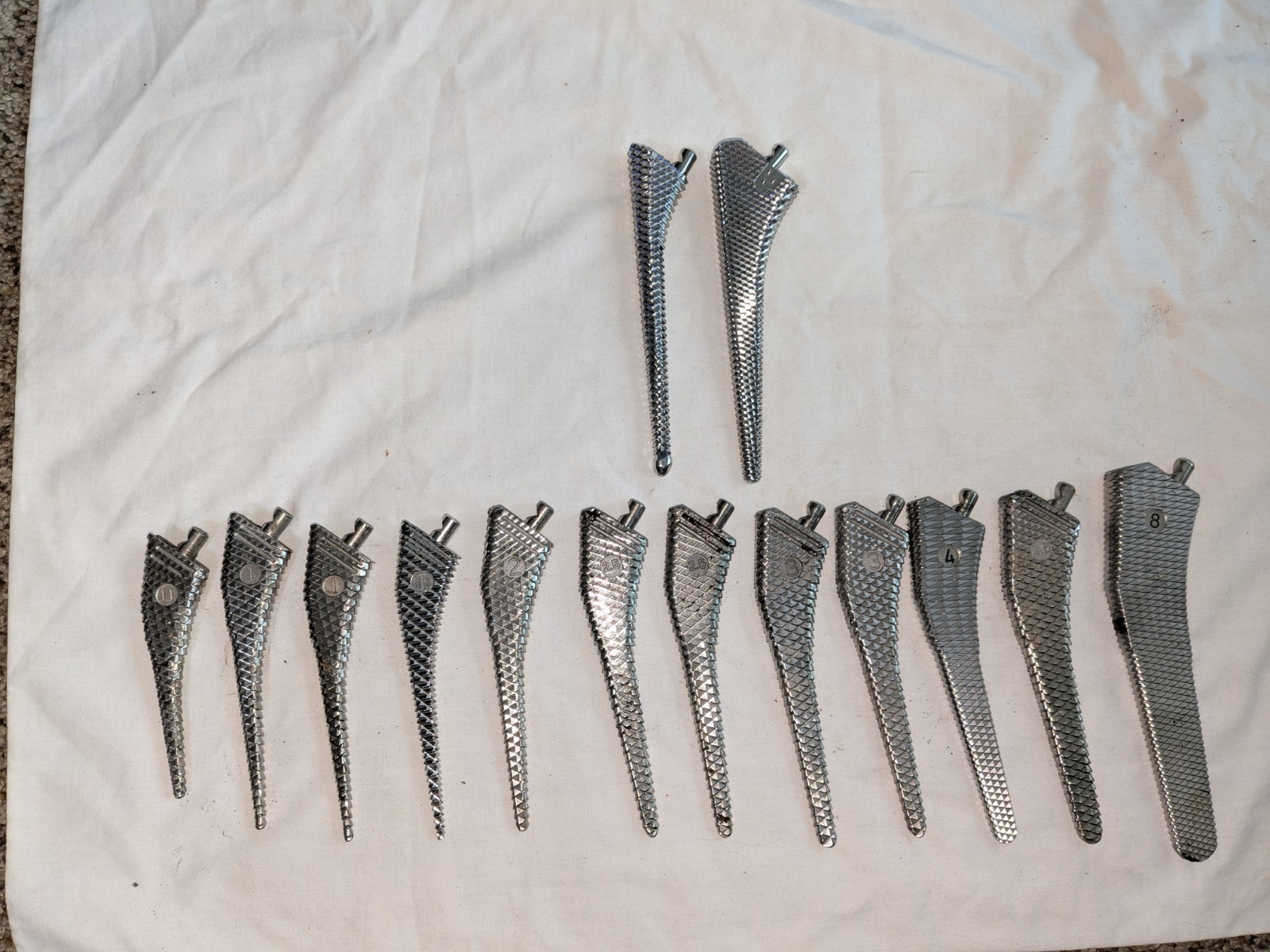 Lot Of FOURTEEN (14) Surgical ORTHO HIP SYSTEM BONE RASPS 