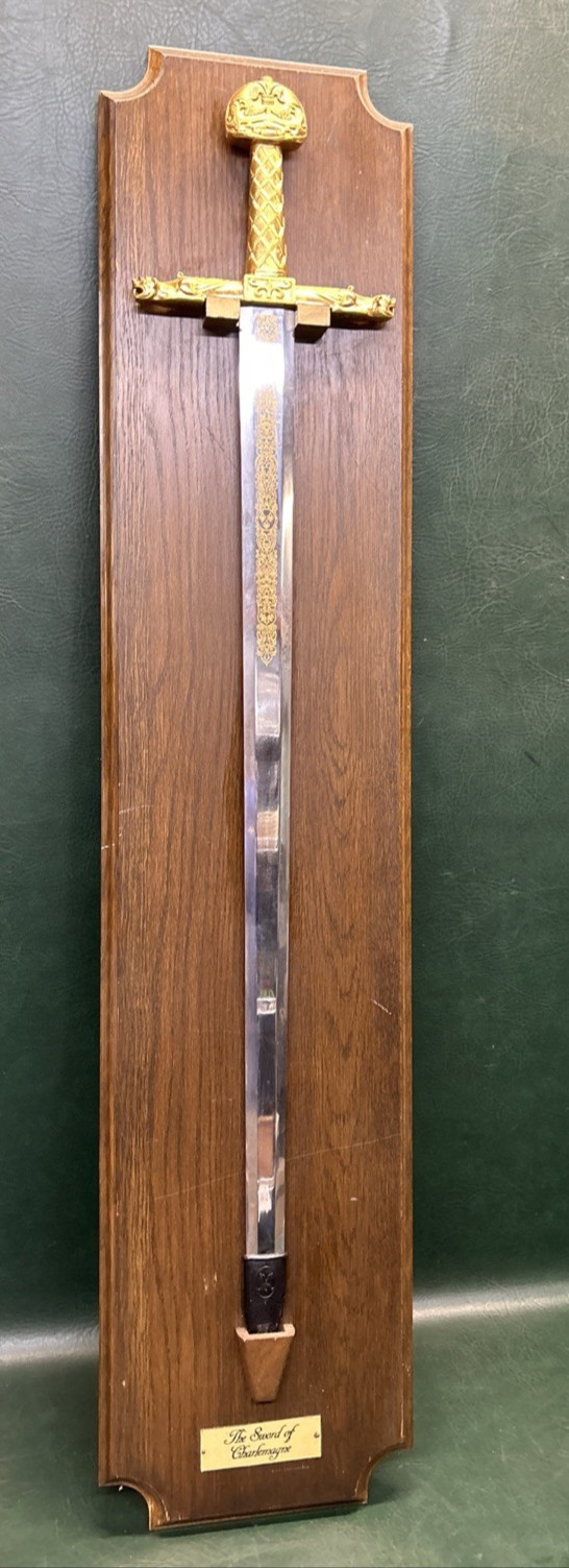 1986 Franklin Mint The Sword of Charlemagne Gold 24K Plated W/ Display