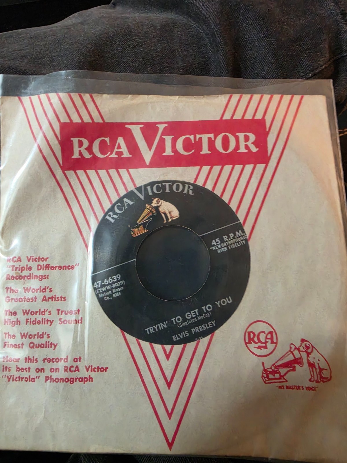 Elvis Presley I Love You Because 45 Original 1956 RCA 47-6639 VG+