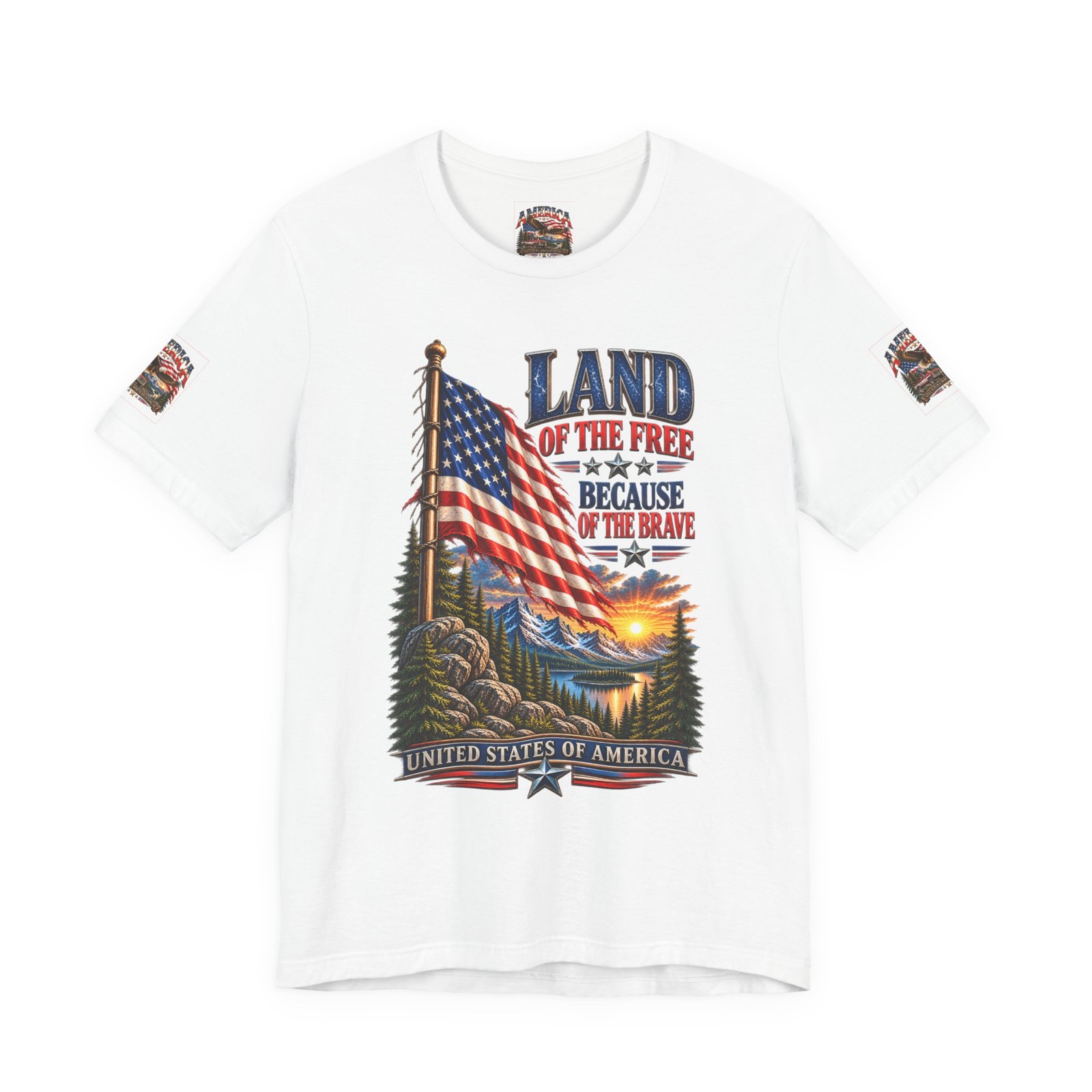 Land of the Free American Flag Tee | Patriotic Sunset Landscape Shirt Land of the Free American Flag Tee | Patriotic Sunset Landscape Shirt