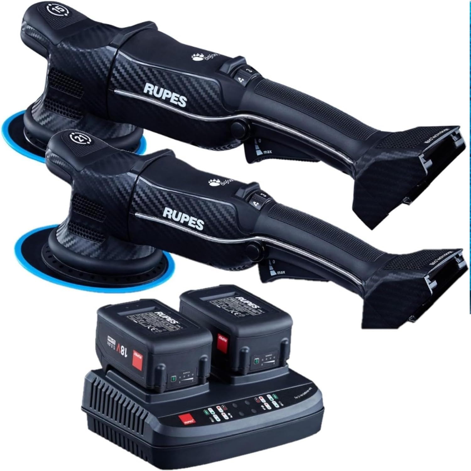 Rupes HLR21 HLR15 Set of Cordless iBrid BIgFoot Orbital Polishers w/ Battery