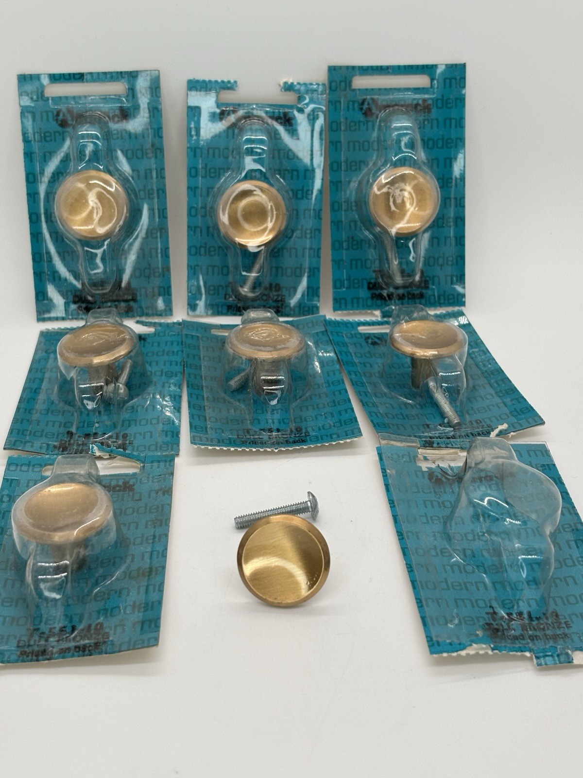 Amerock T 551 Concave Brass Drawer Cabinet Knob Pull Vintage Set Of 8 New