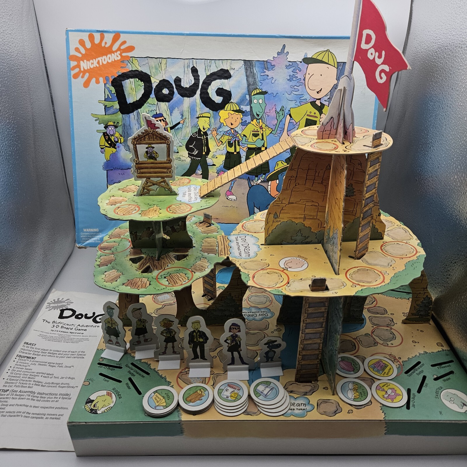 Doug The Bluffscouts' Adventure 3D Boardgame by Parker Brothers Missing One Die Doug The Bluffscouts' Adventure 3D Boardgame by Parker Brothers Missing One Die