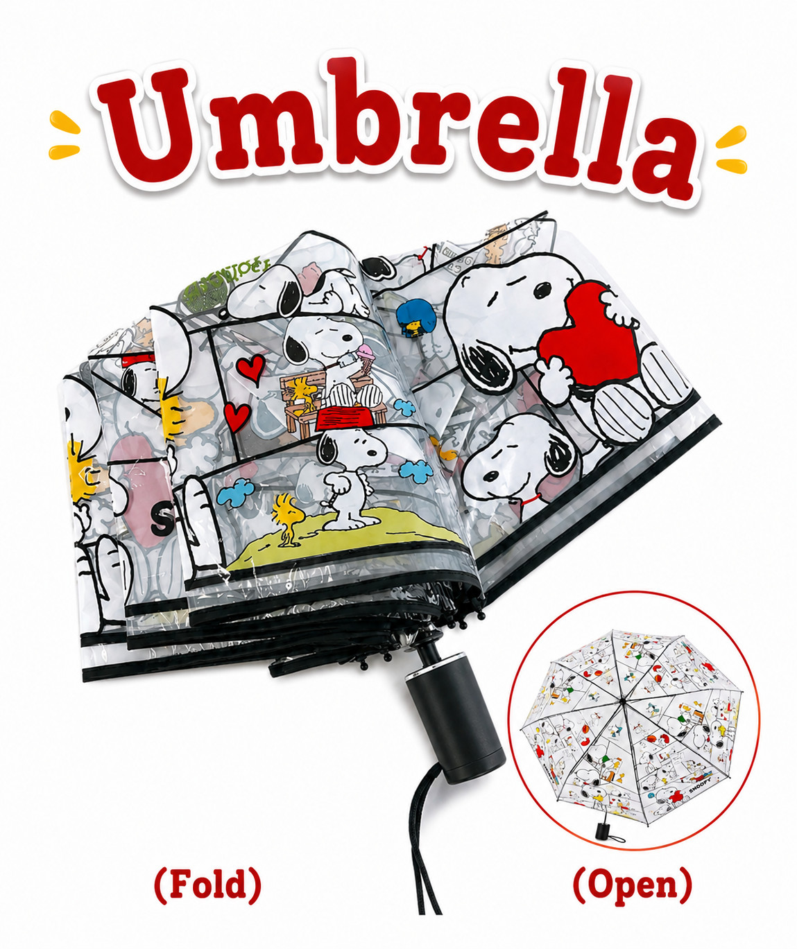 Kawaii Snoopys Dog Umbrella Folding Travel Sun Rain UV Water Repellent Long Clea
