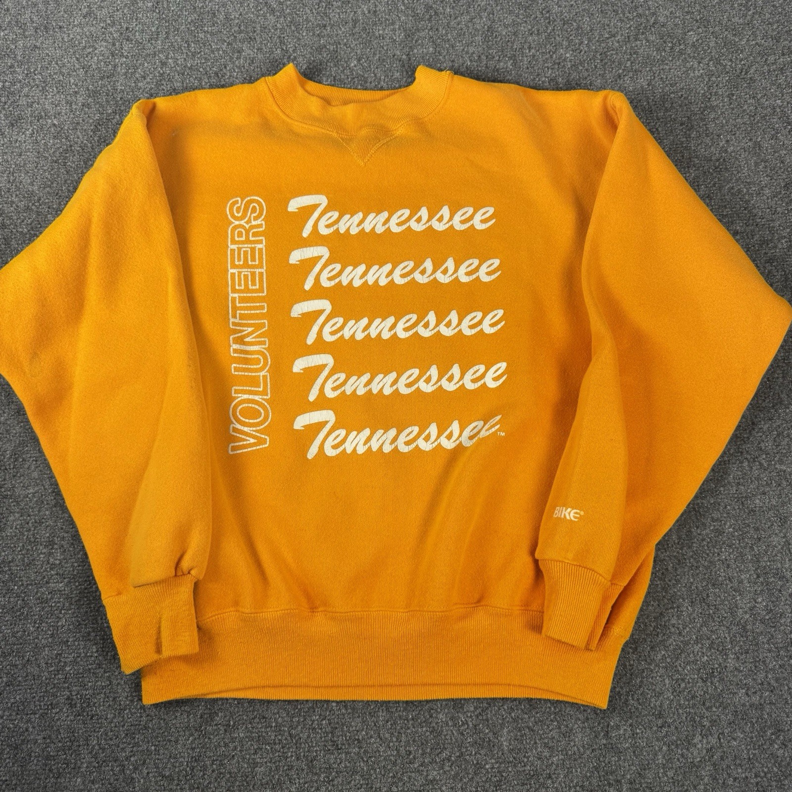 Vtg 80s Tennessee Volunteers Crewneck Sweatshirt L Orange BIKE NCAA Spellout