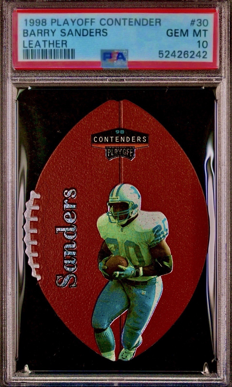 POP 20 PSA 10 Barry Sanders 1998 Playoff Contenders Leather Football Die-Cut SSP