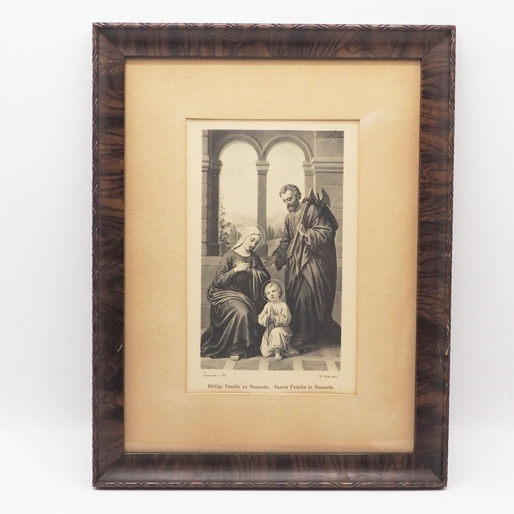 Antique Print Vintage Holy Family in Nazareth