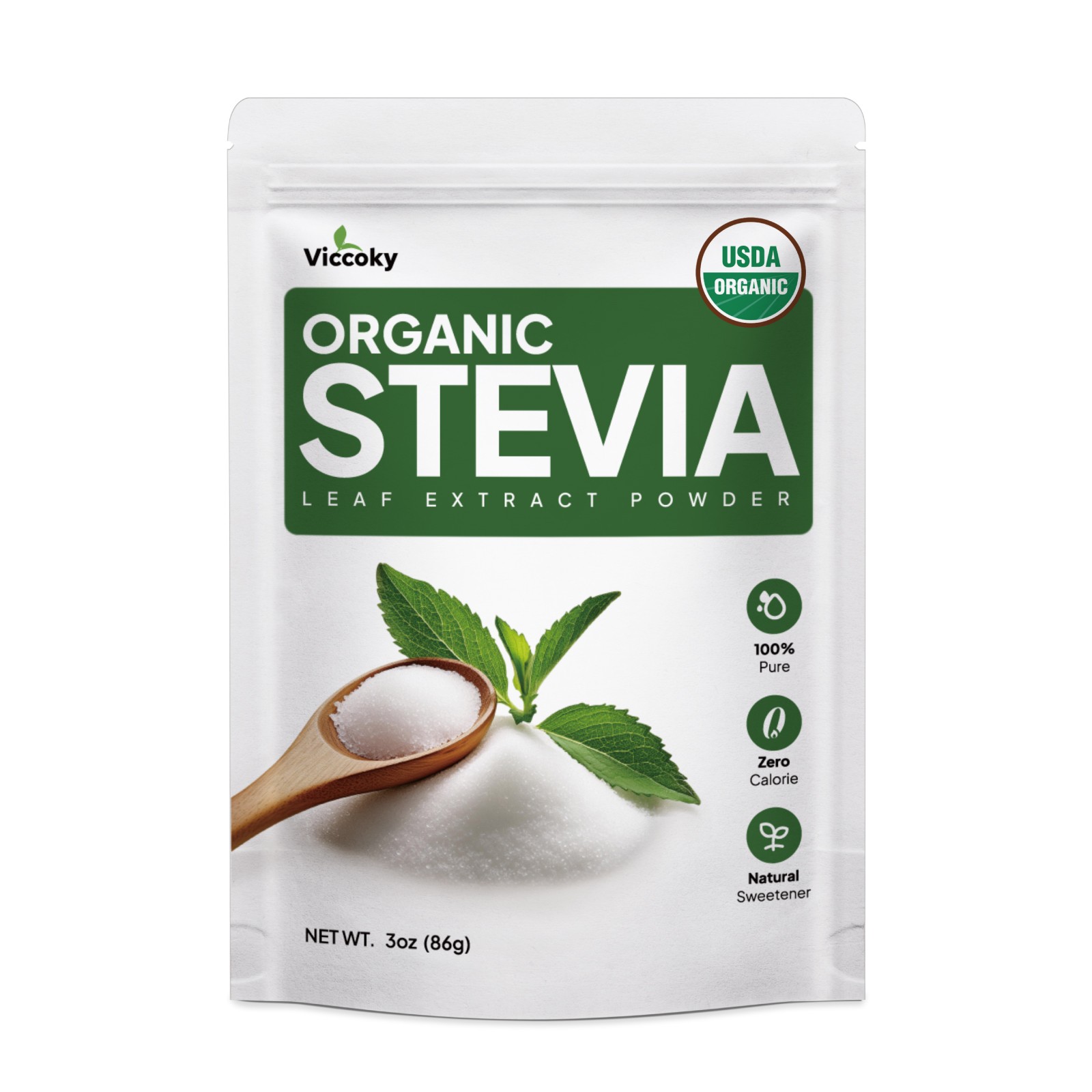Organic Stevia Powder Pure Extract Natural Sweetener 0 Calories Sugar Substitute Organic Stevia Powder Pure Extract Natural Sweetener 0 Calories Sugar Substitute