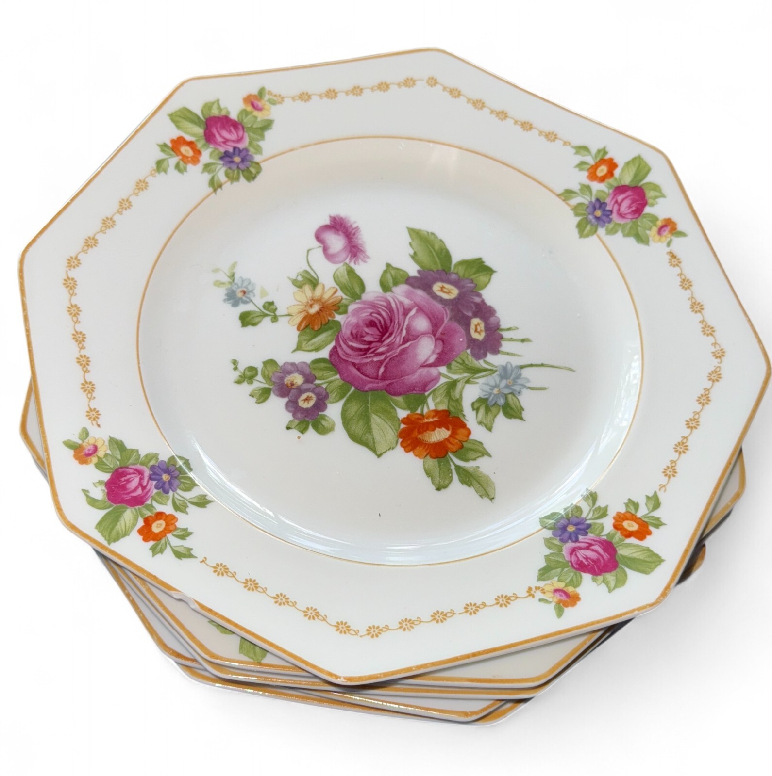 5 Rosenthal Continental SALAD PLATES Octagon 8.5” R2325 Selb Bavaria Vintage