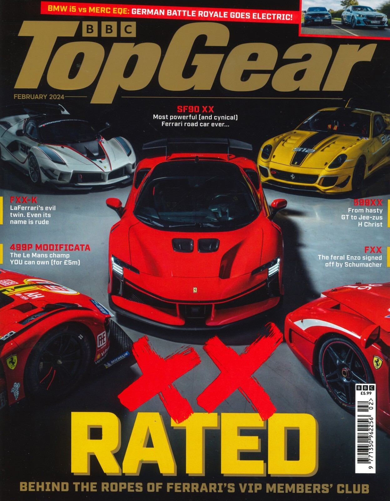 UK BBC Top Gear Magazine #380, Ferrari SF90 XX, Mustang, F1 Las Vegas, Feb 2024