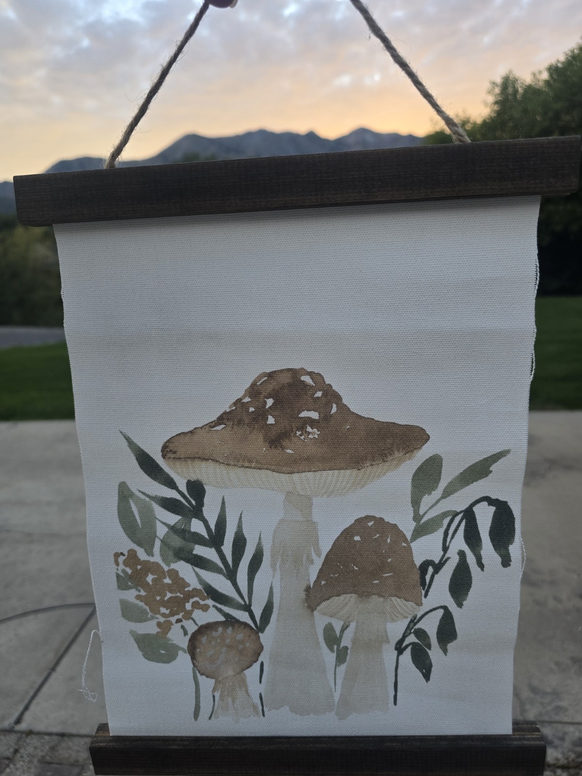 Mushroom Canvas Wall Hanging Wood Ends With Rope Hobby Lobby Mushroom Canvas Wall Hanging Wood Ends With Rope Hobby Lobby