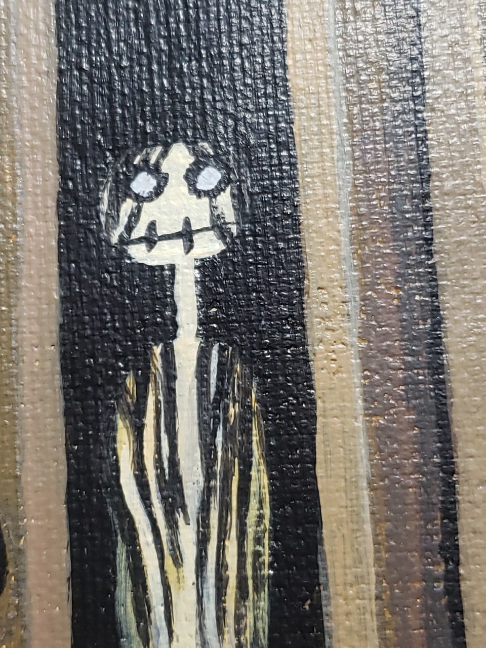 Original Dark Surrealism Painting Signed S Moran Spooky Ghost Closet Bed Horror