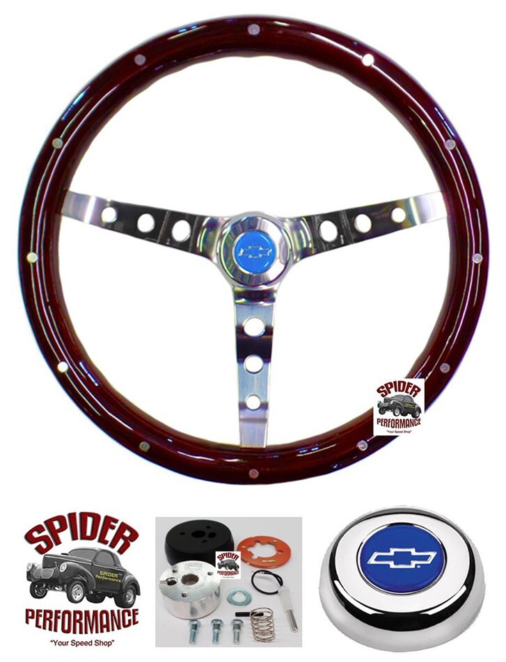 1960-1969 Chevrolet pickup wood steering wheel BLUE BOWTIE 15