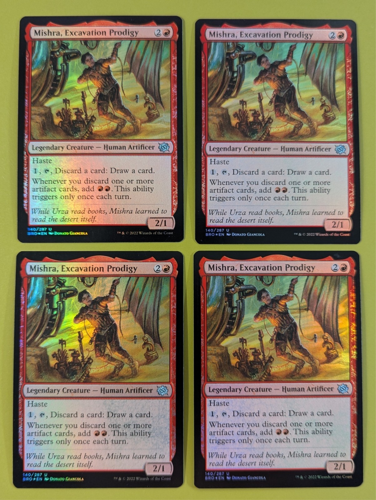 FOIL Mishra, Excavation Prodigy x4 The Brothers\' War 4x Magic the Gathering MTG FOIL Mishra, Excavation Prodigy x4 The Brothers\' War 4x Magic the Gathering MTG