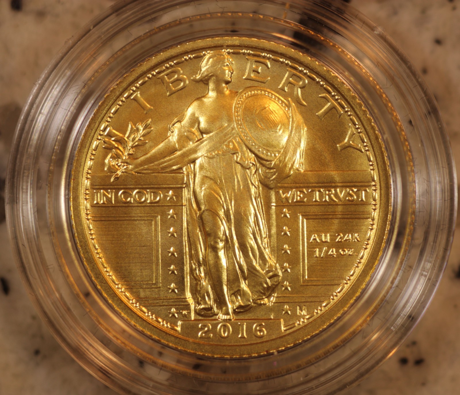 2016-W 25C Standing Liberty Centennial Gold Coin in West Point Mint Box