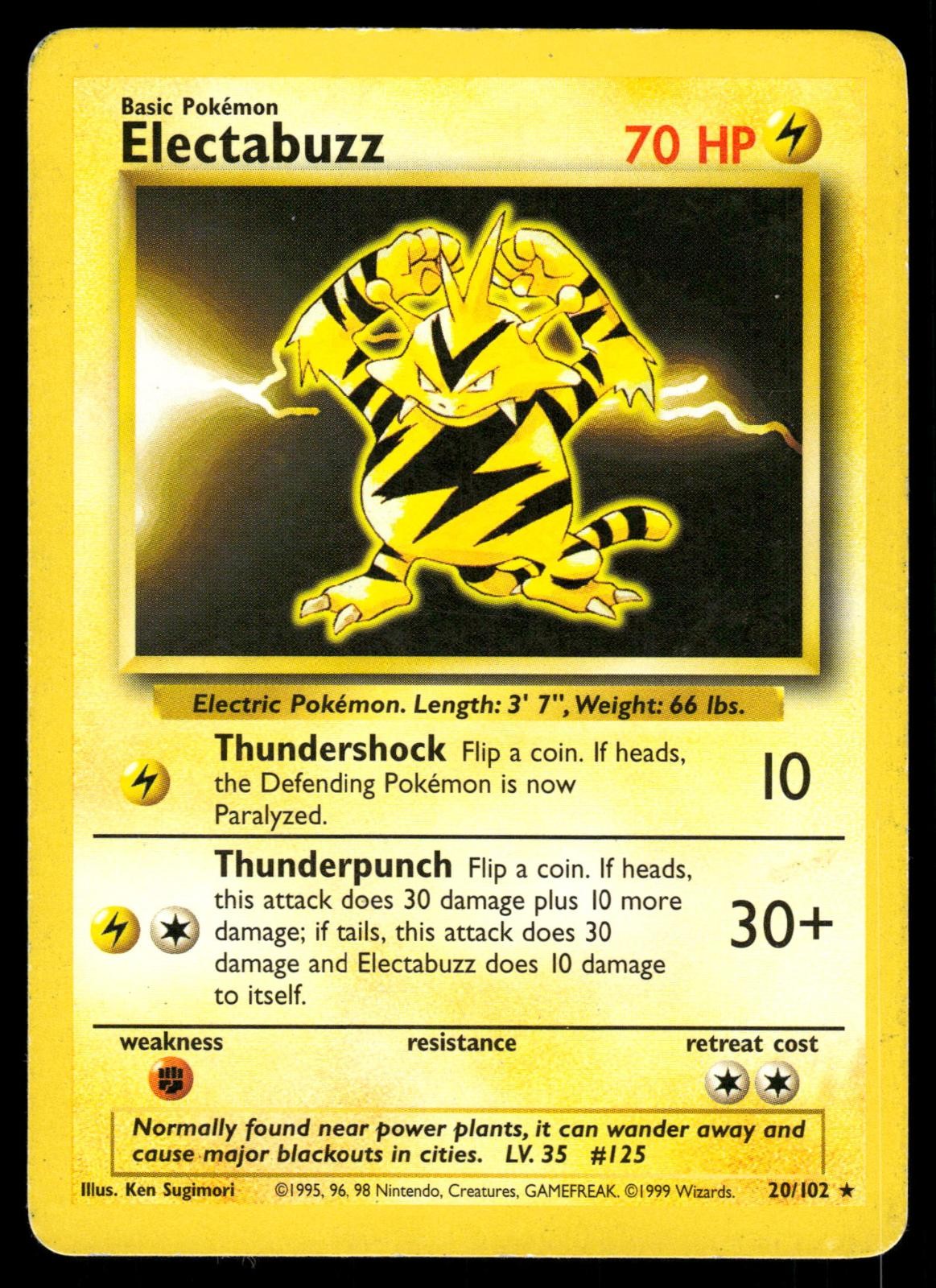 Electabuzz 20/102 Rare Base Set Unlimited Pokemon LP