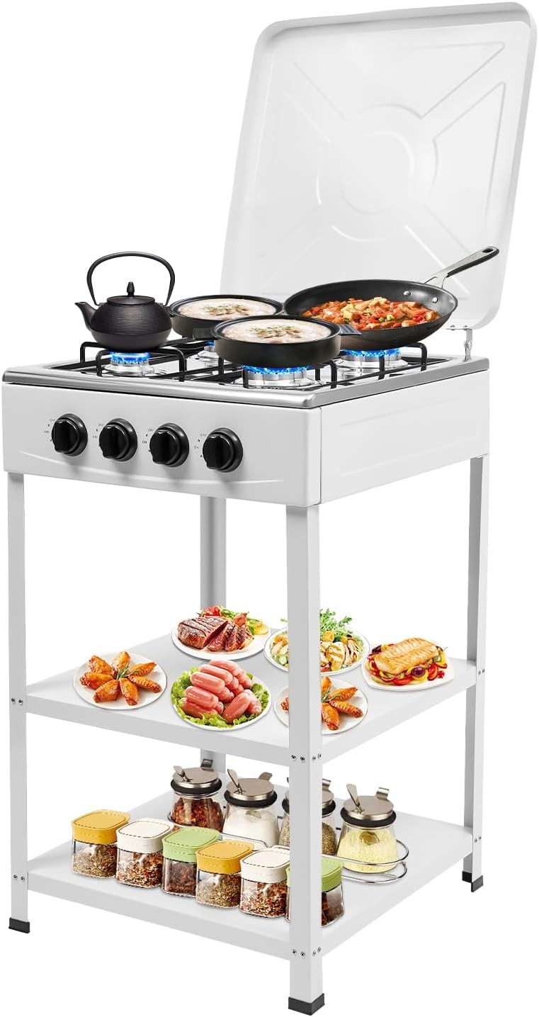 4 Burners Propane Gas Stove, Outdoor Portable Gas Stove Patio Burner Manual Ig