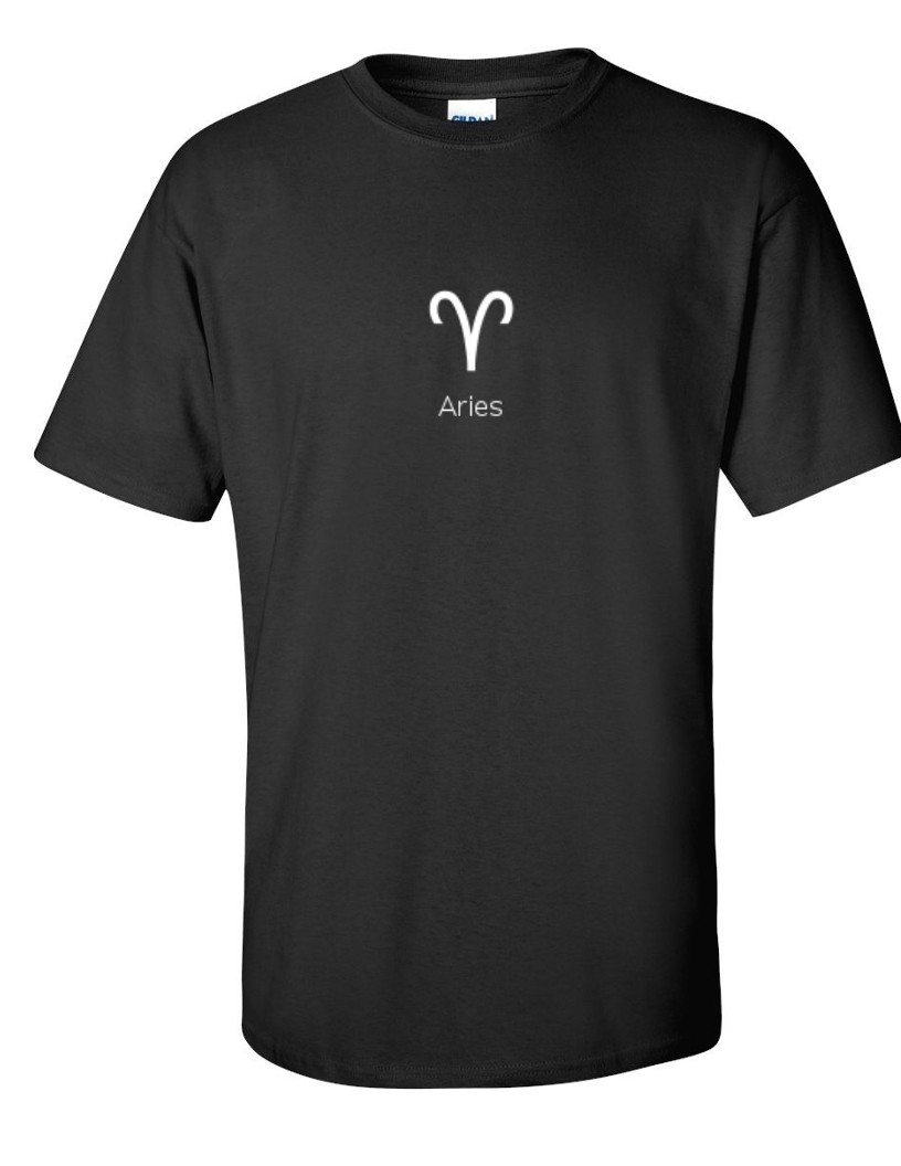 Aries Symbol Zodiac Astrology Stars Horoscope Gift Funny Black Cotton T-shirt