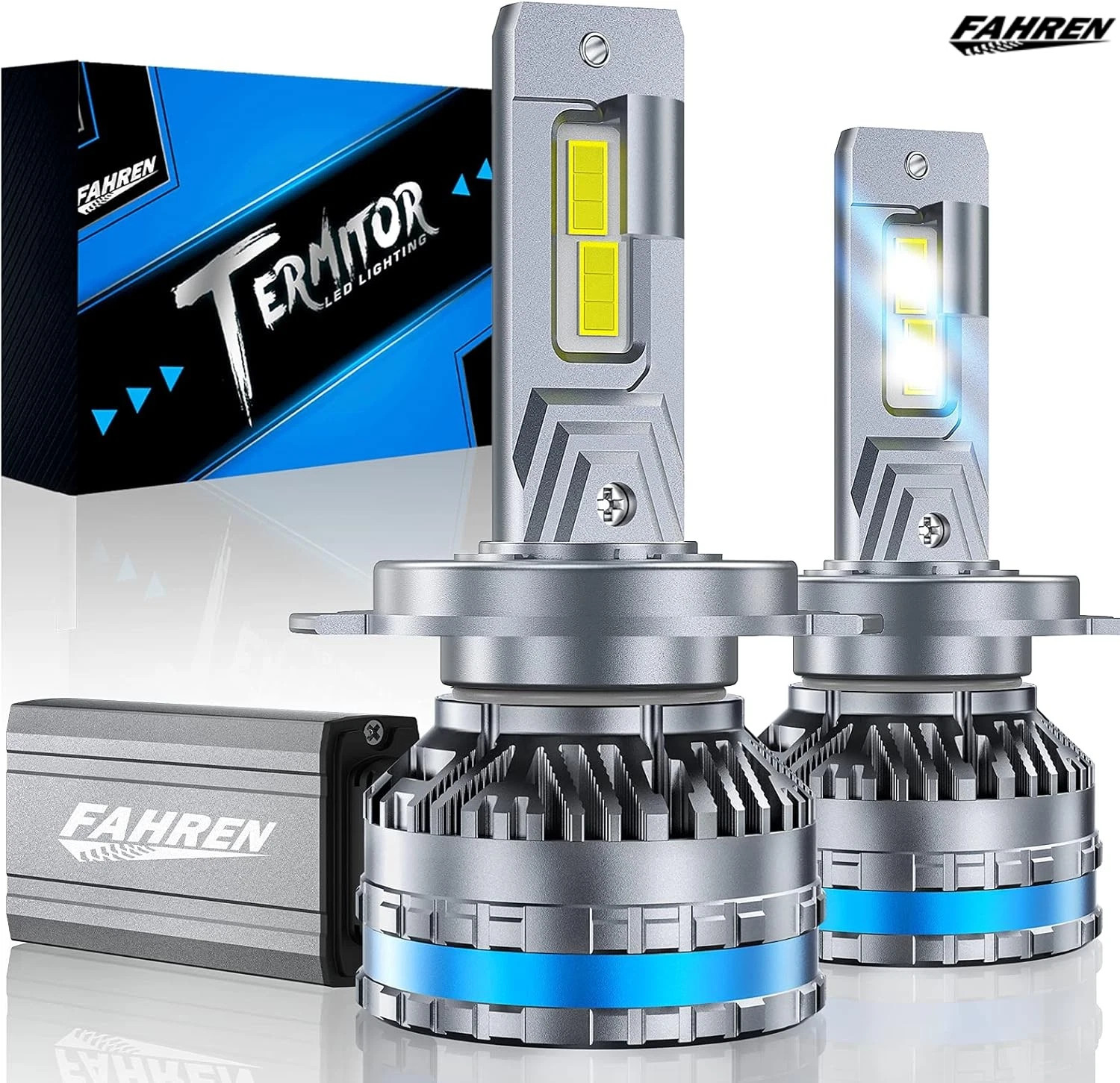 Fahren 2X H4/9003 LED Headlight Bulb Hi/Low Beam 90000LM 6500K Super Brigh White