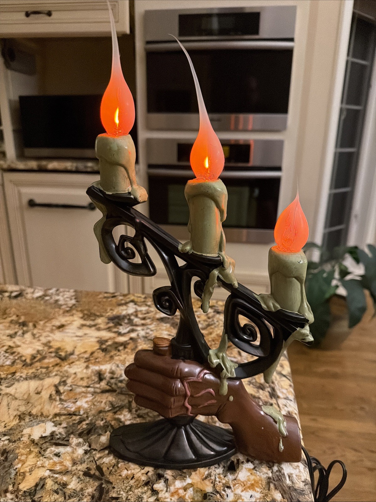 Vtg 12” Monster Ghoul Hand HALLOWEEN Light Up Candelabra Prop Decor - USED