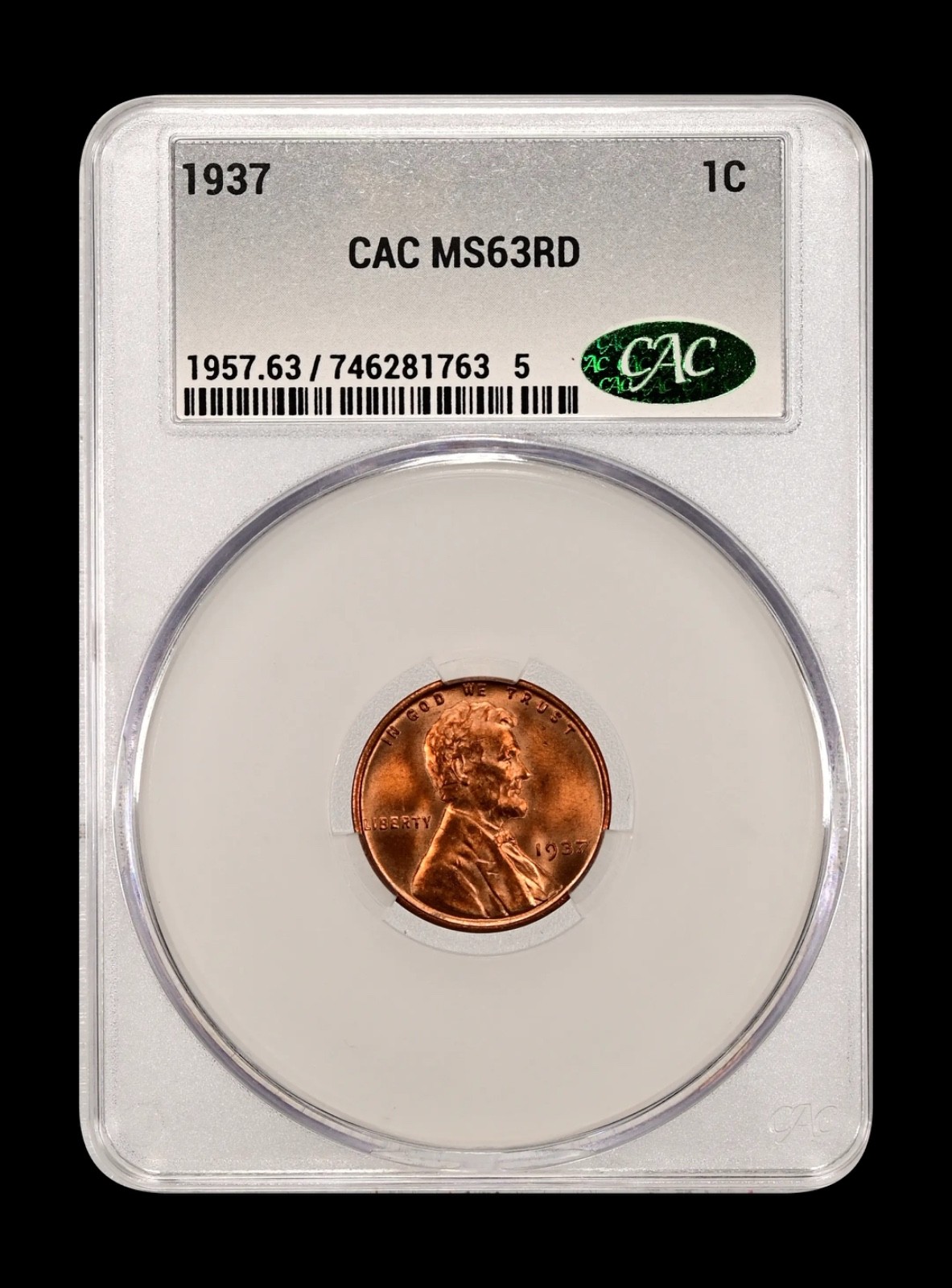 1937 Lincoln Cent CAC MS63RD