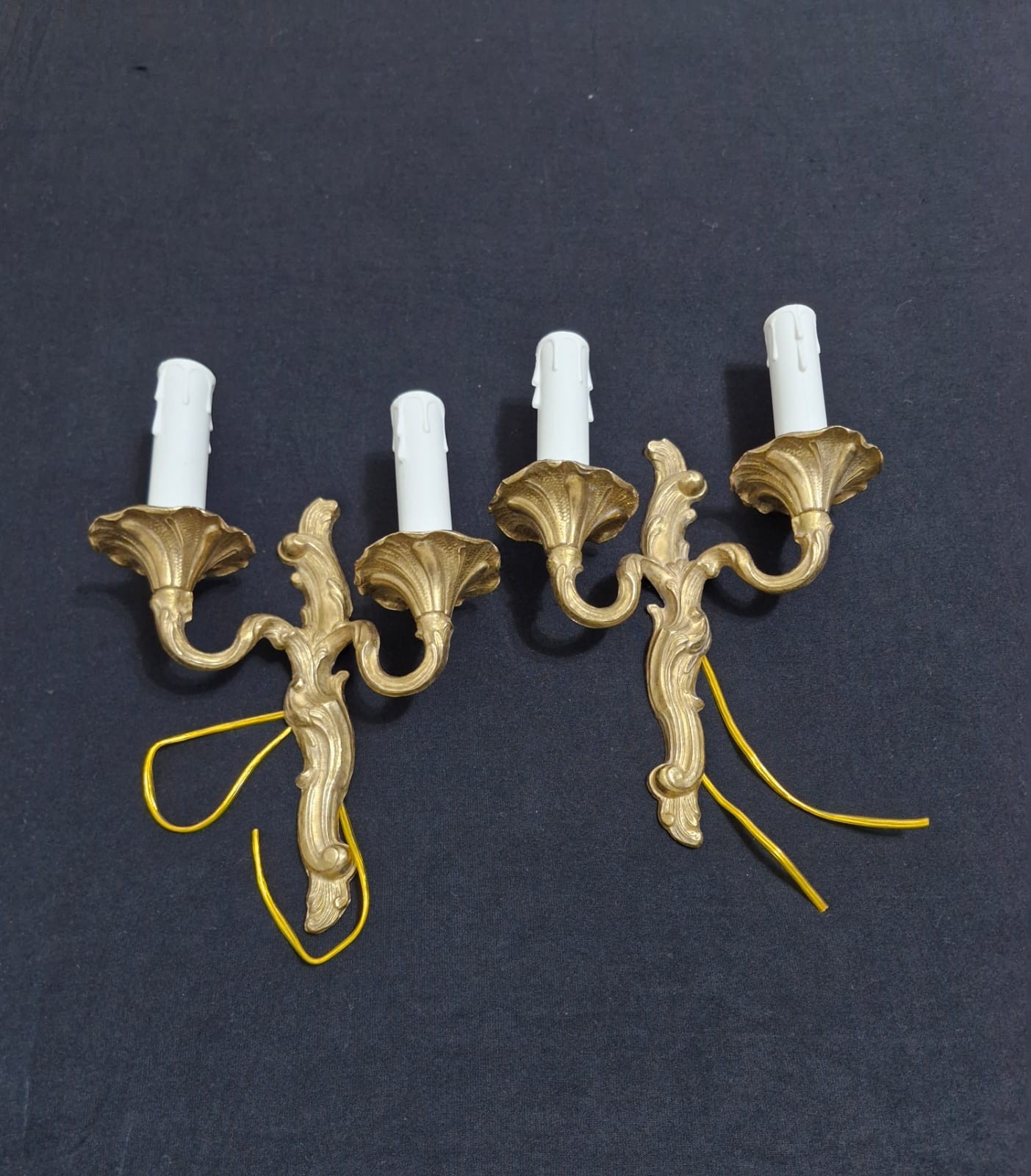 Pair Small Vintage French Brass Wall Lights Wall Sconces Fully Restored Pair Small Vintage French Brass Wall Lights Wall Sconces Fully Restored