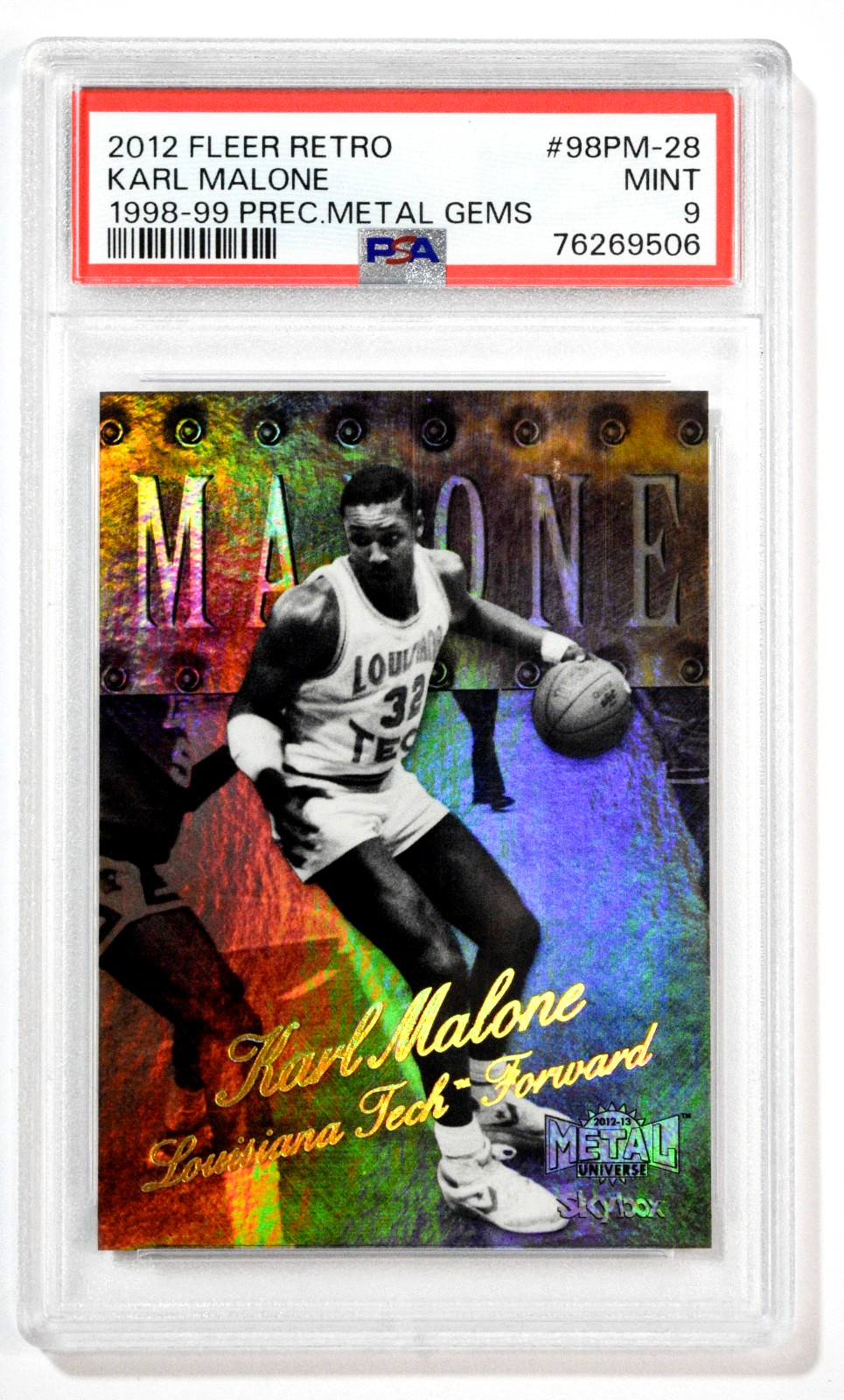 2012 Fleer Retro Karl Malone 98-99 Precious Metal Gems /50 PSA 9 Mint 2012 Fleer Retro Karl Malone 98-99 Precious Metal Gems /50 PSA 9 Mint