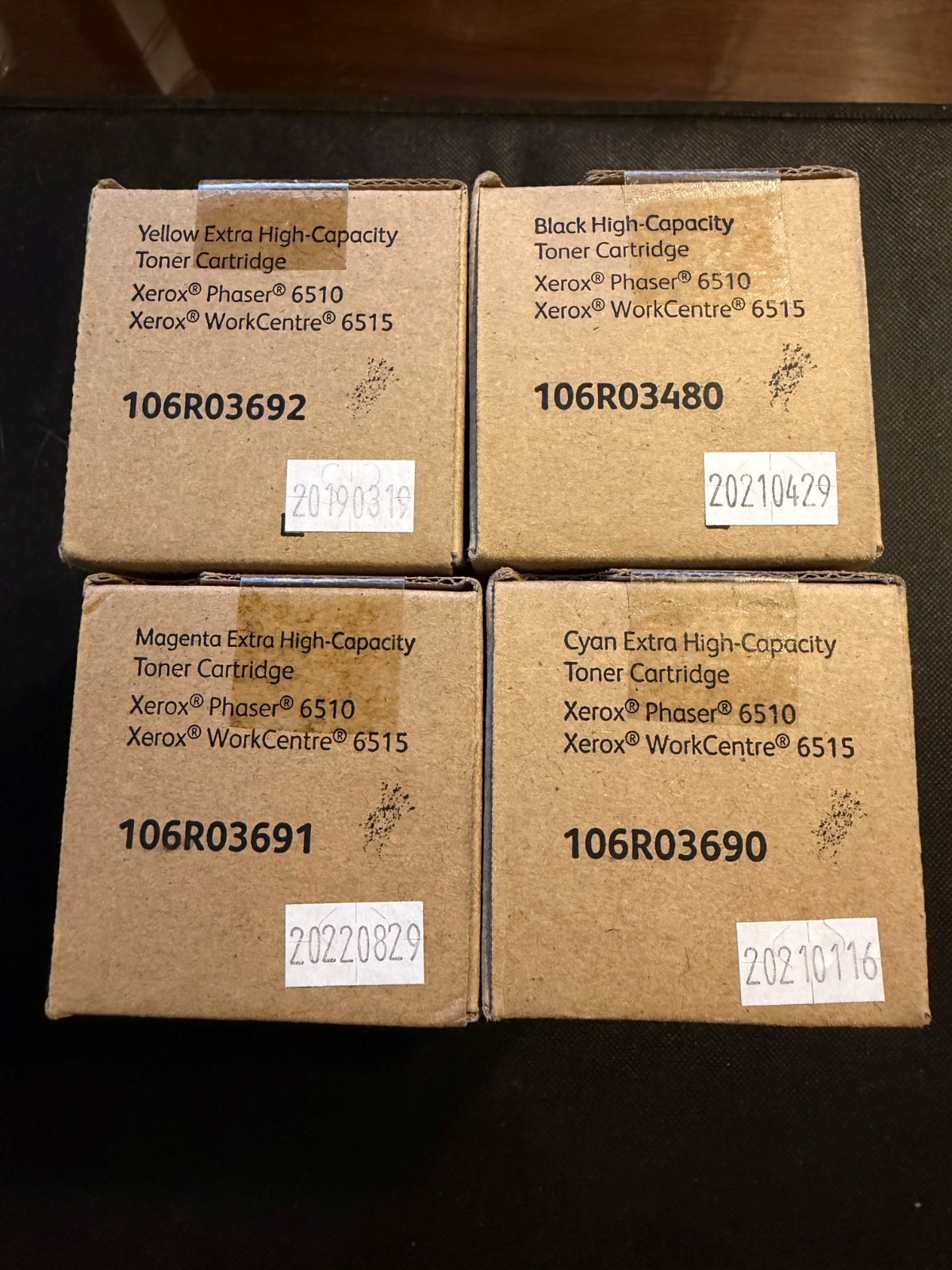 Lot 4 Genuine Xerox Phaser 6510 CMYK ExtraHC Toner 106R03480,106R03690,3691,3692