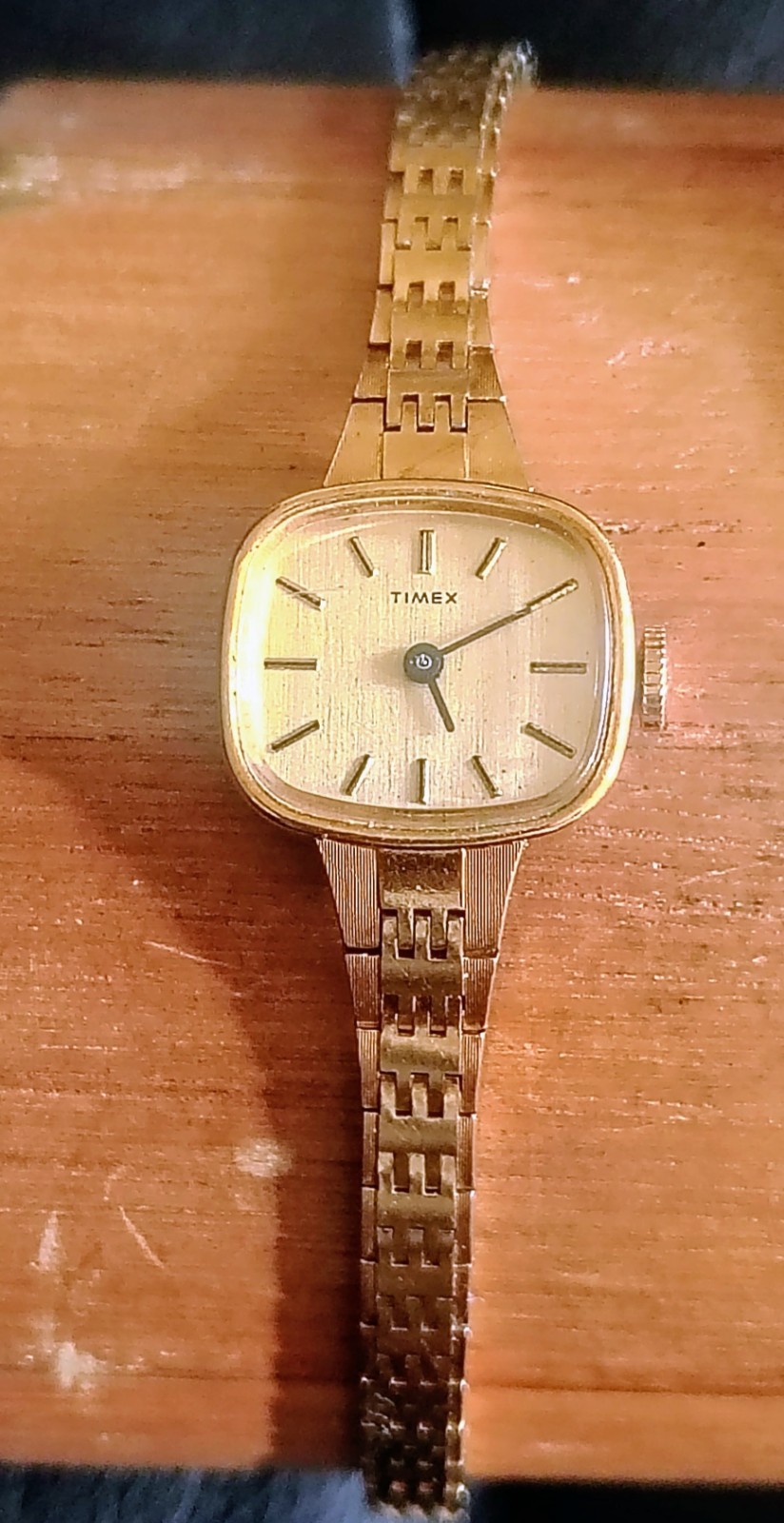 Vintage Timex Ladies Watch Rectangle Face Manual Wind Goldtone  #16885