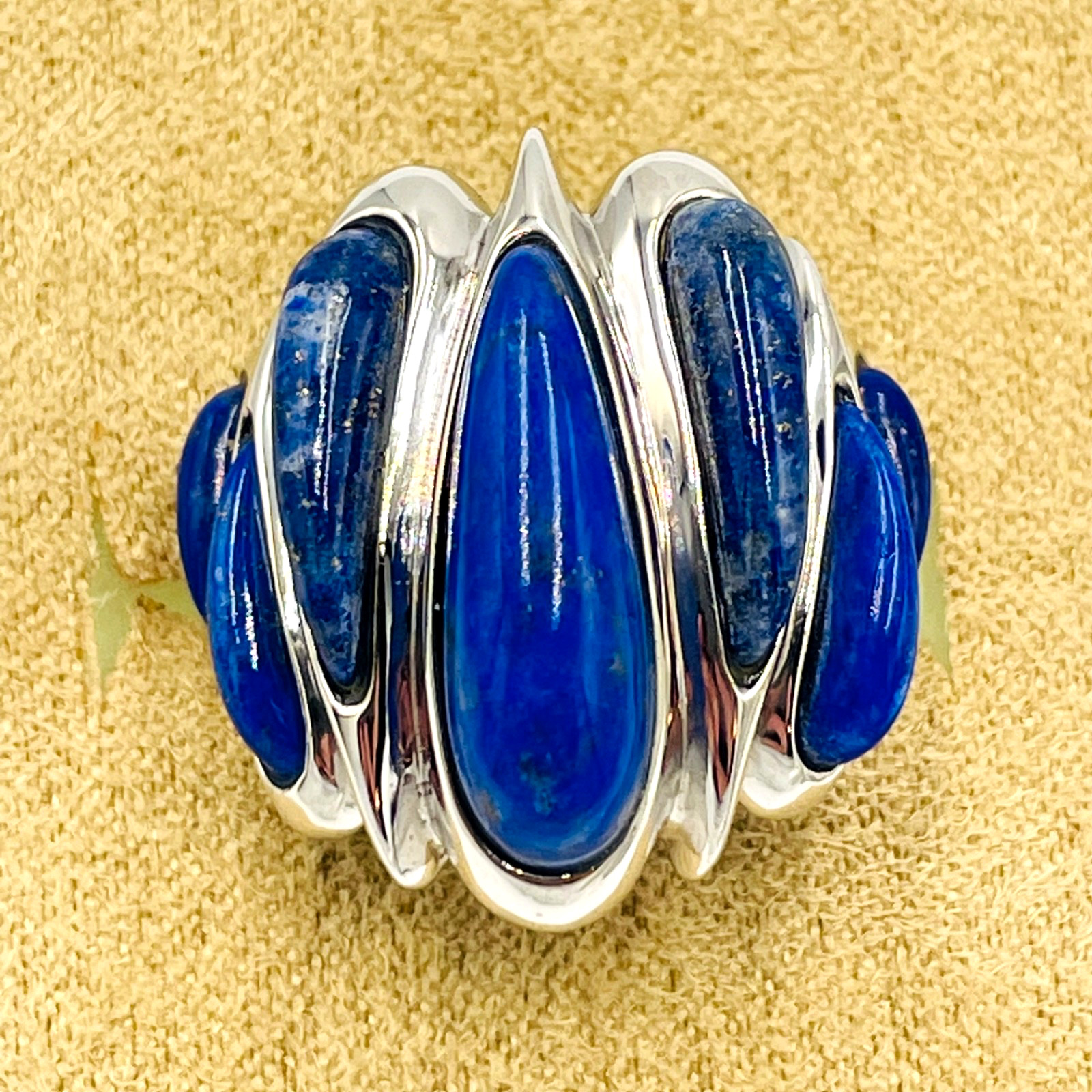 JTV BBJ Lapis Lazuli 925 Sterling Silver Modernist Ring S 8 Unisex NWT Brutalist