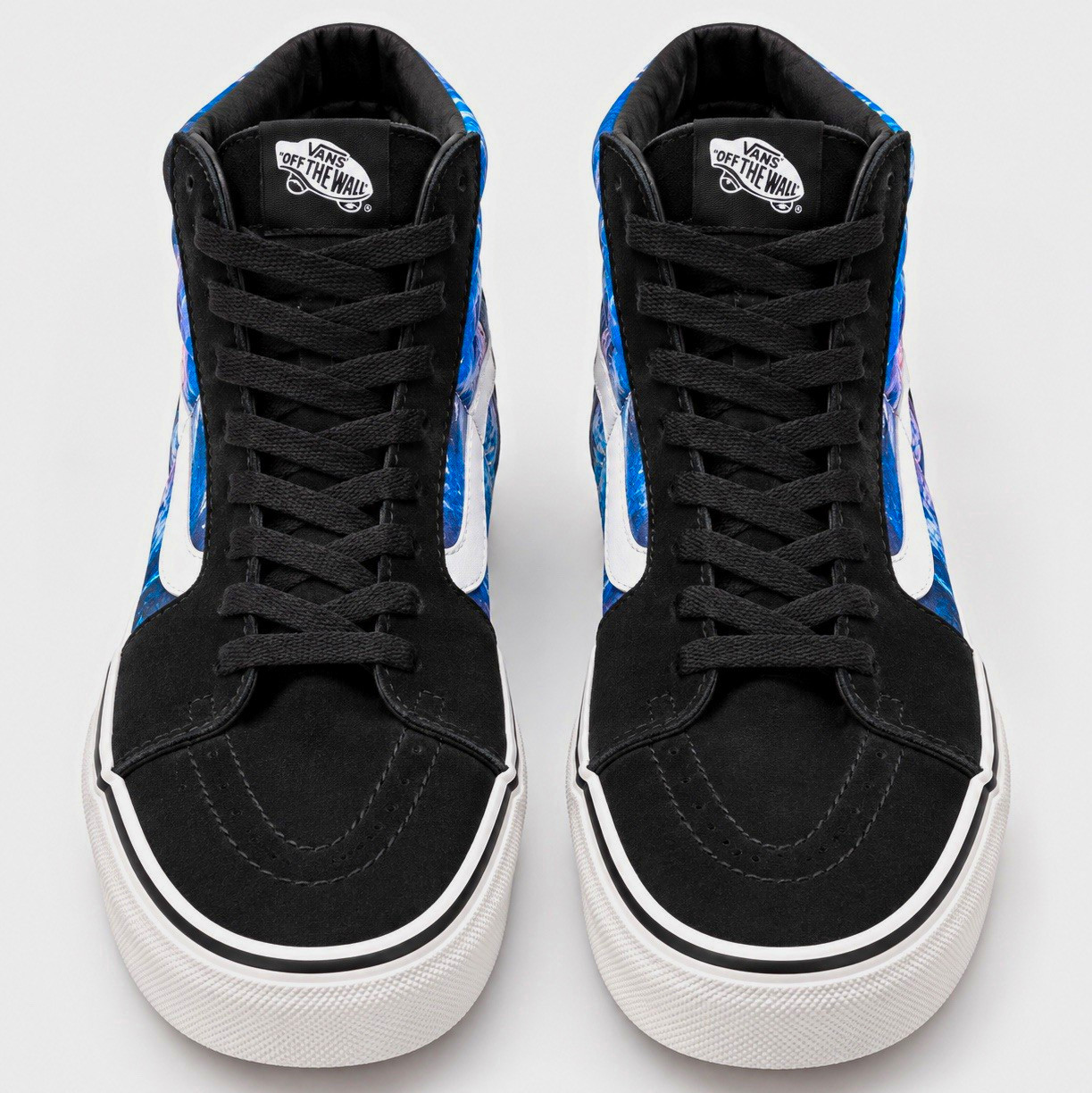 VANS Sk8-Hi High Top Lace-Up Sneakers Shark Graphic Black/Blue/White VANS Sk8-Hi High Top Lace-Up Sneakers Shark Graphic Black/Blue/White